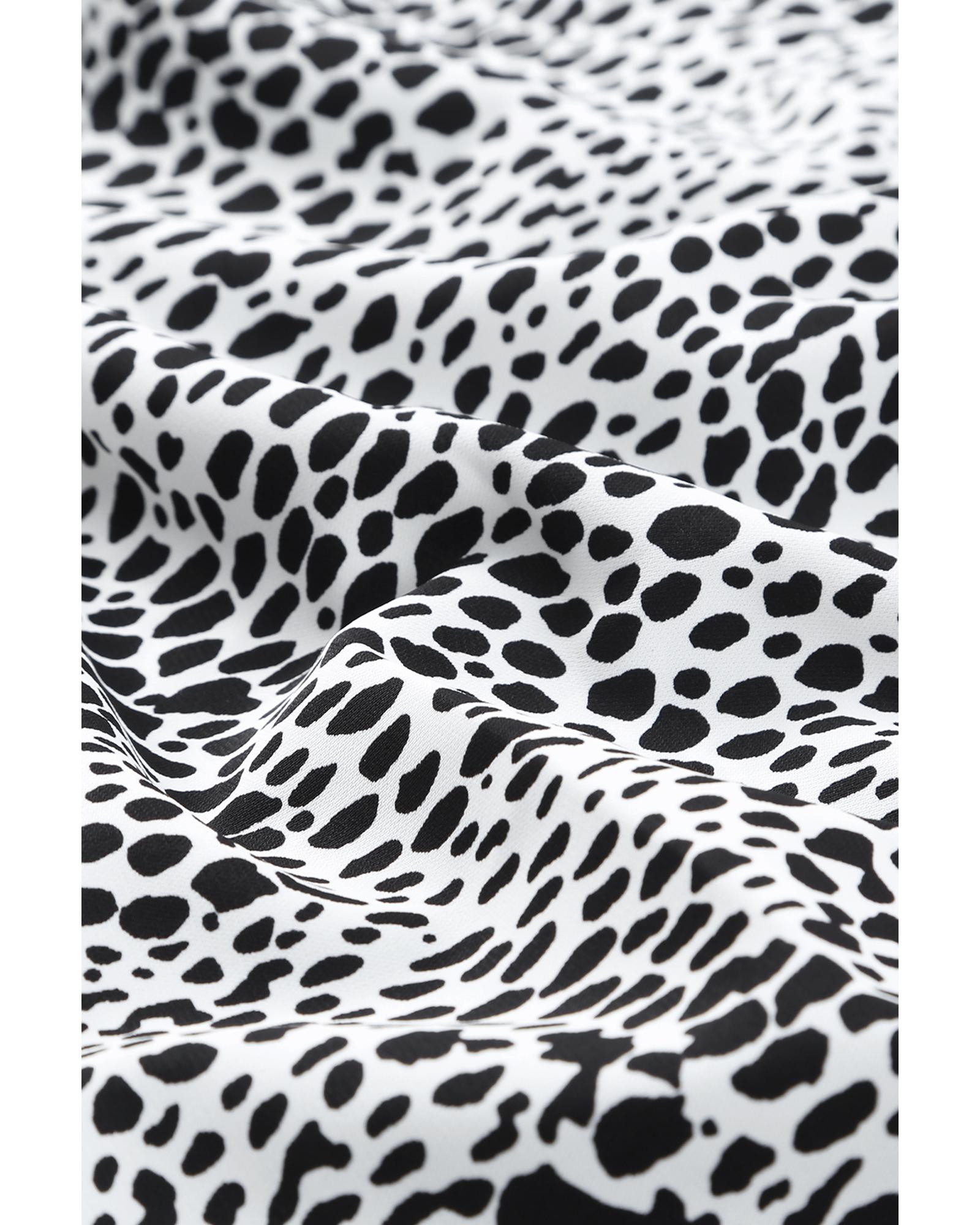 Long Sleeve Leopard Animal Print Shirt Dress - L