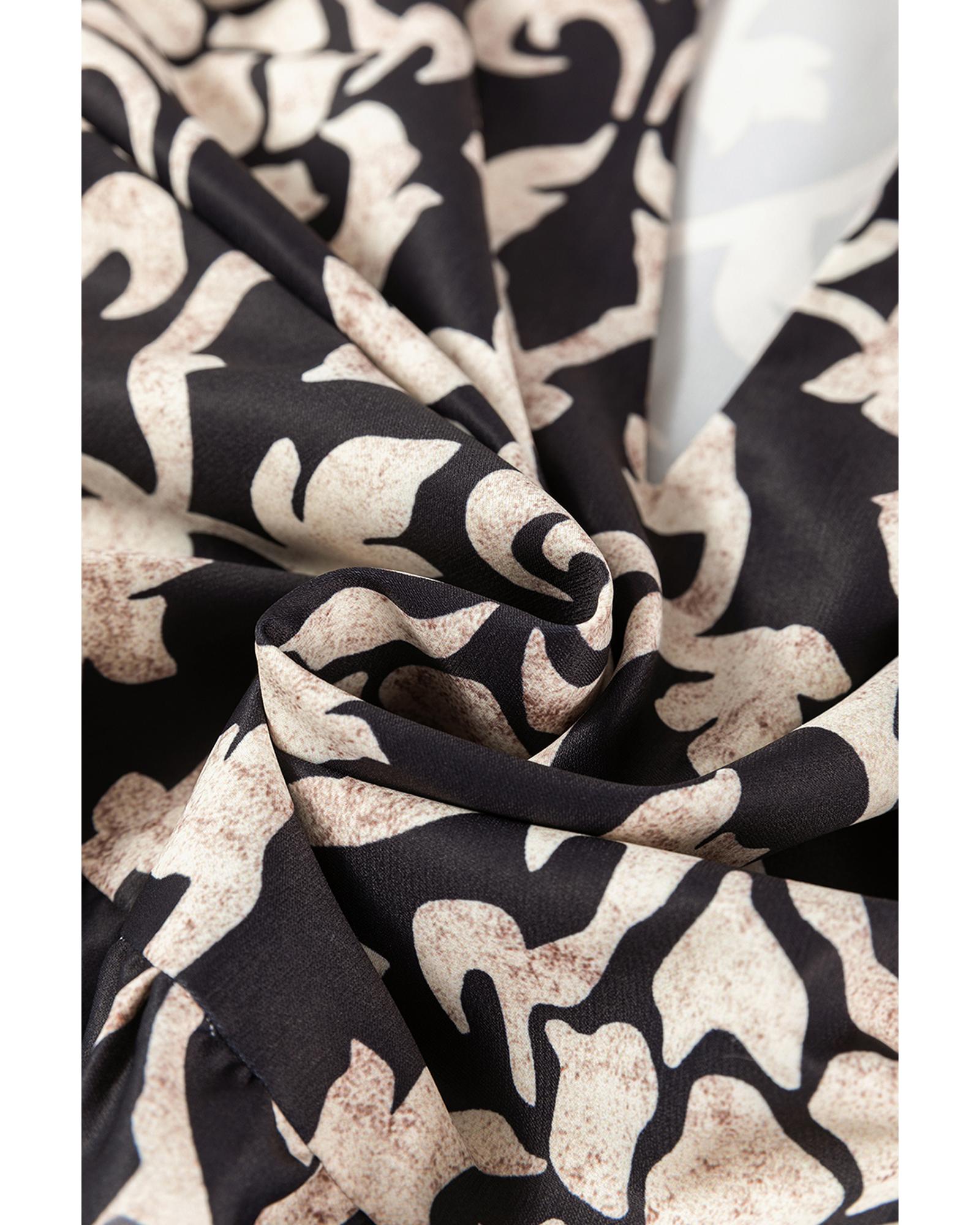 V539-AZEXDC6122522-P2-M-202508310830-00 Black Retro Floral Mixed Print Split Neck A-line Dress - M - Image 1