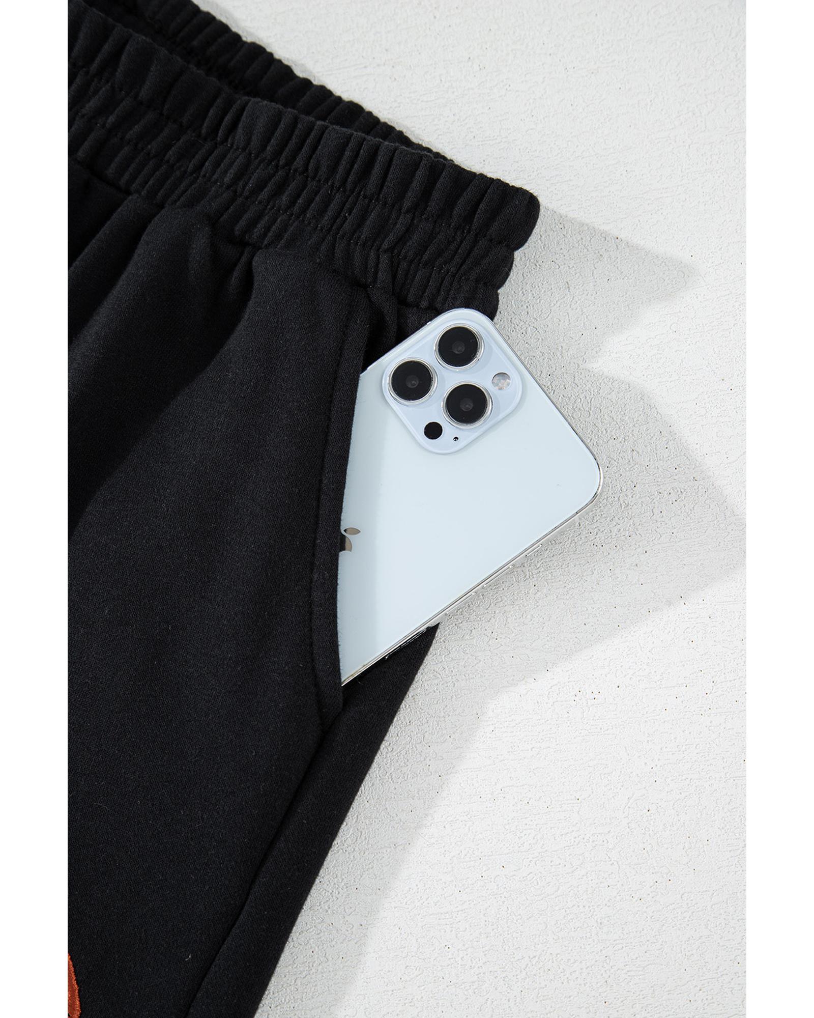V539-AZEXDC626554-P2-L-202508301735-00 Black GAME DAY Rugby Football Graphic Pullover and Shorts Casual Outfit - L - Image 1