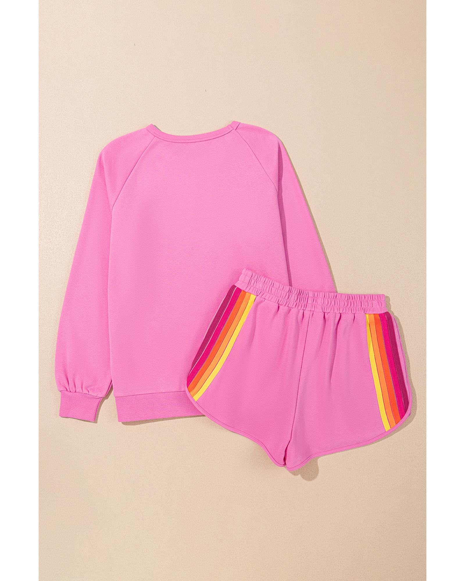 V539-AZEXDC626684-P3010-XL-202508300805-00 Bonbon Striped Accent Pullover and Shorts Two Piece Casual Set - XL - Image 1