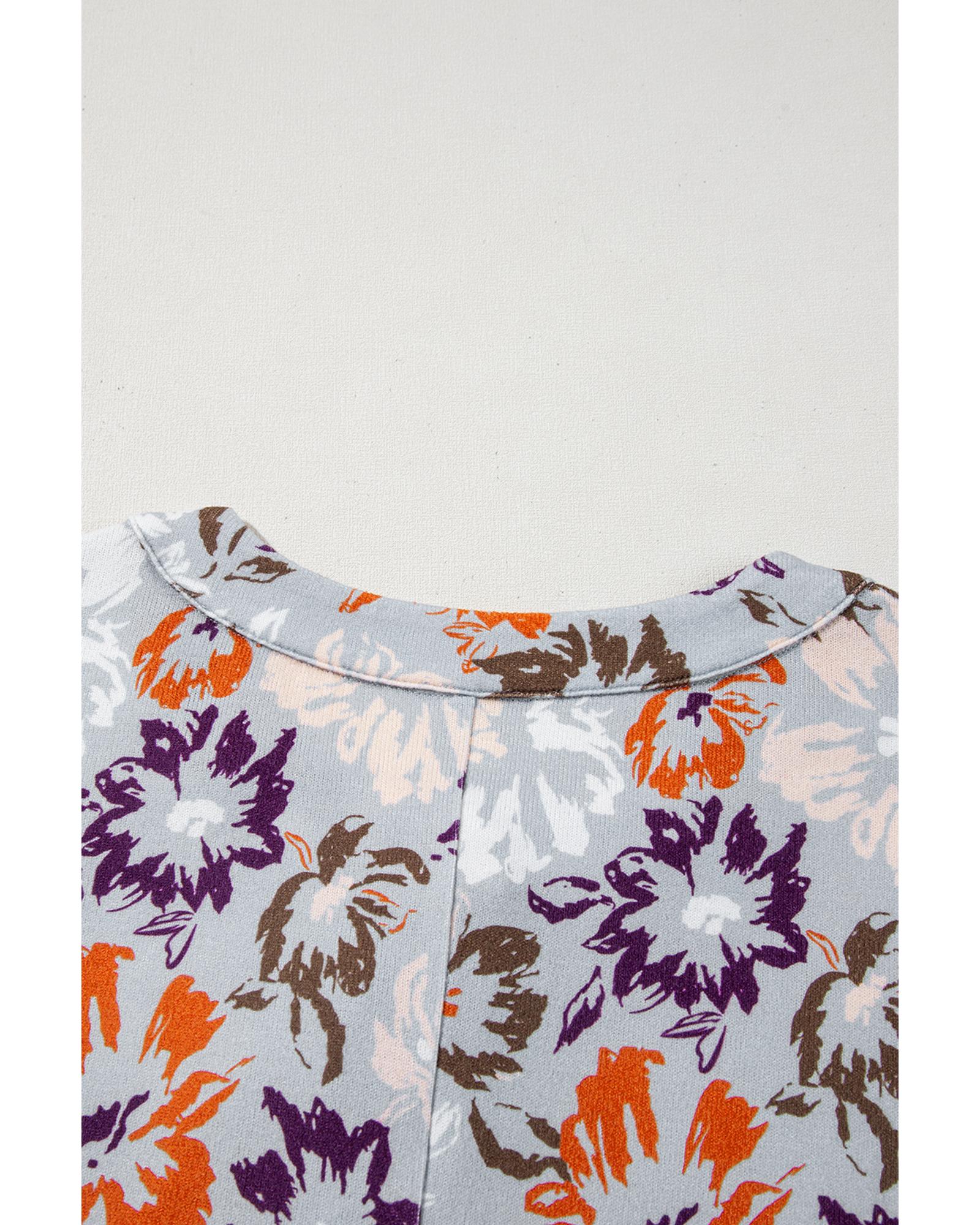 V539-AZEXDC6414064-P420-L-202508310115-00 Sky Blue Floral Sleeveless Buttoned Pocketed Wide Leg Jumpsuit - L - Image 1