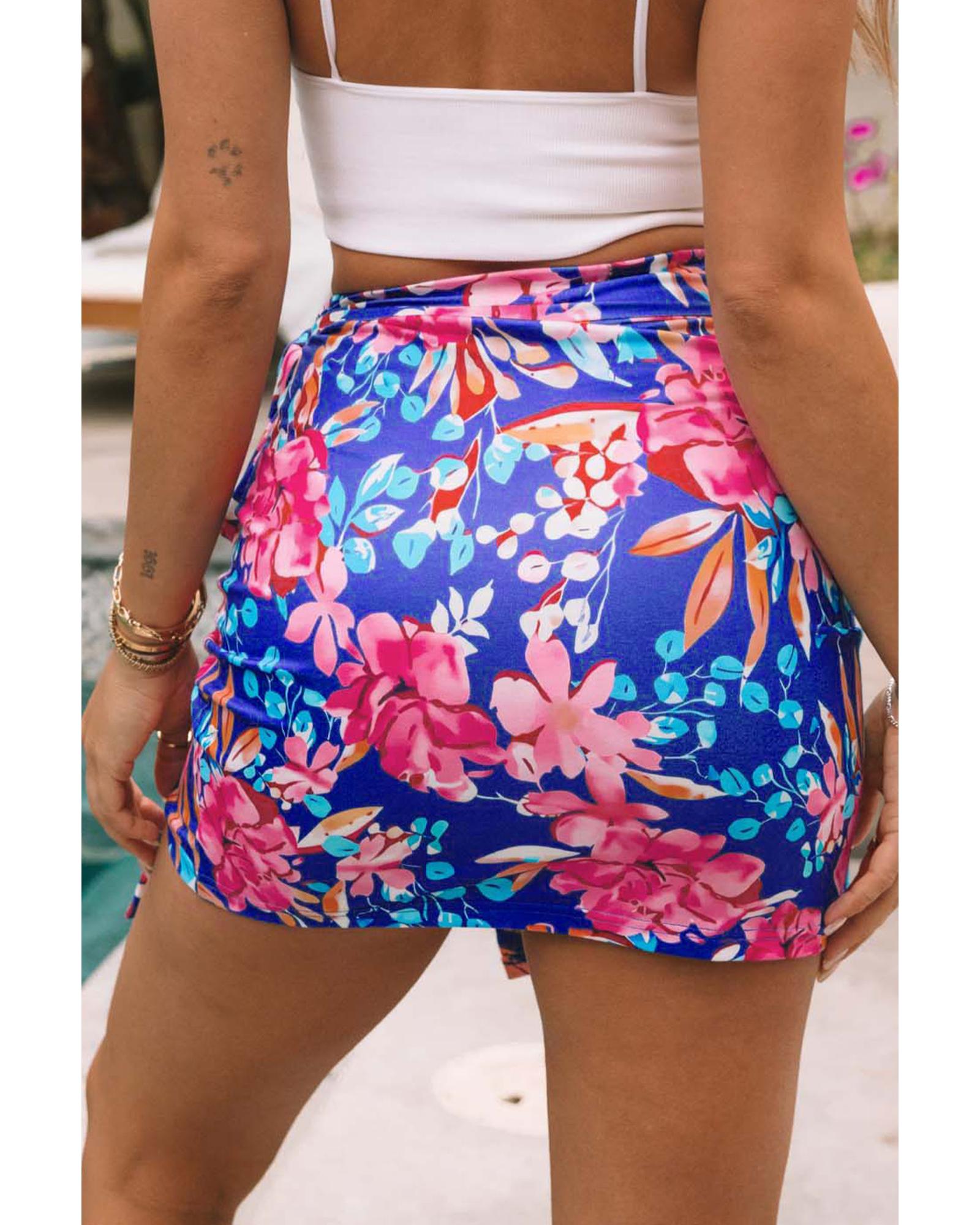 V539-AZEXDC721370-5-XL-202508270920-00 Azura Exchange Floral Print Lace-up Bodycon Mini Skirt - XL - Image 1