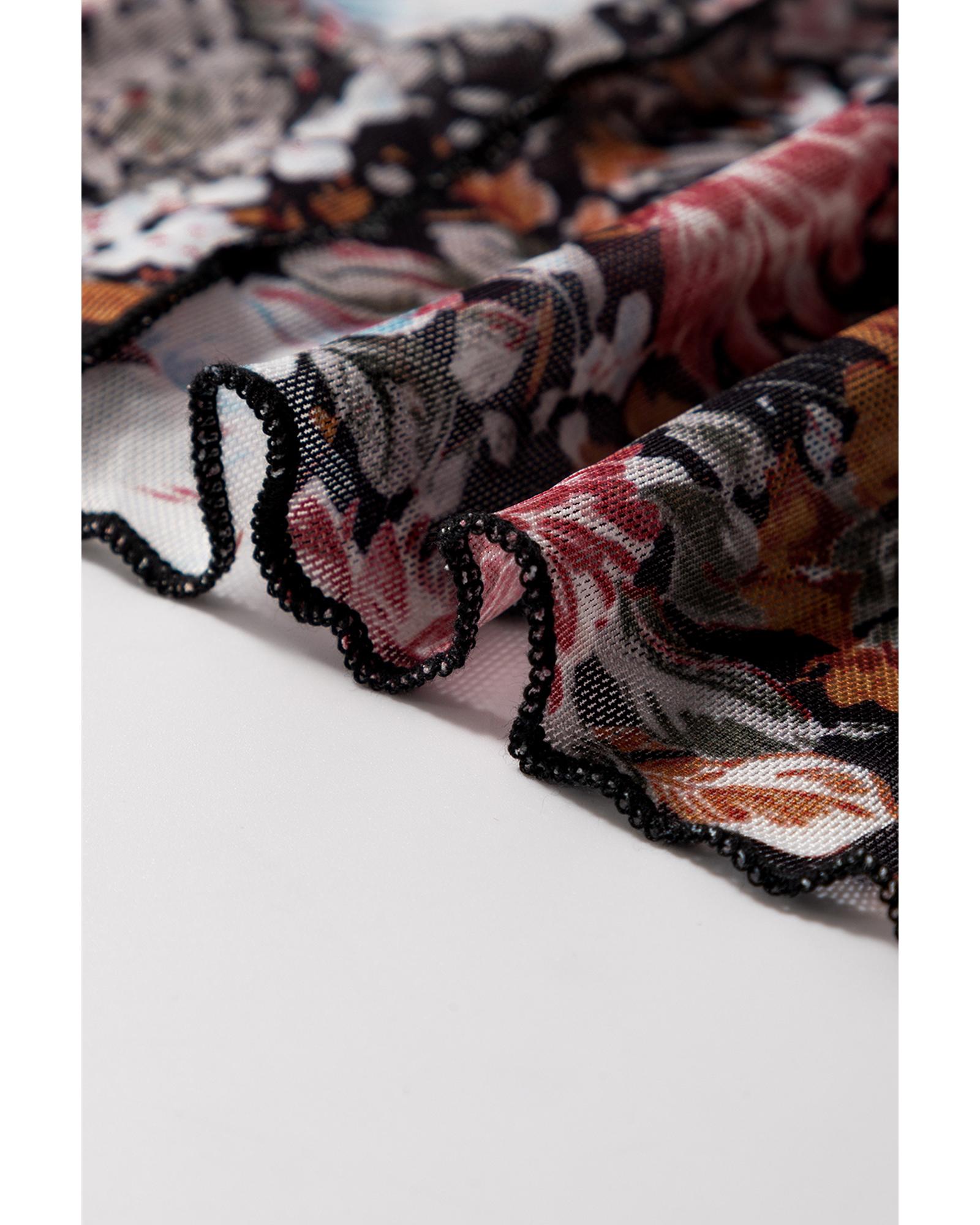 V539-AZEXDC721918-P1720-L-202508291730-00 Brown Floral Print High Waist Maxi Skirt - L - Image 1