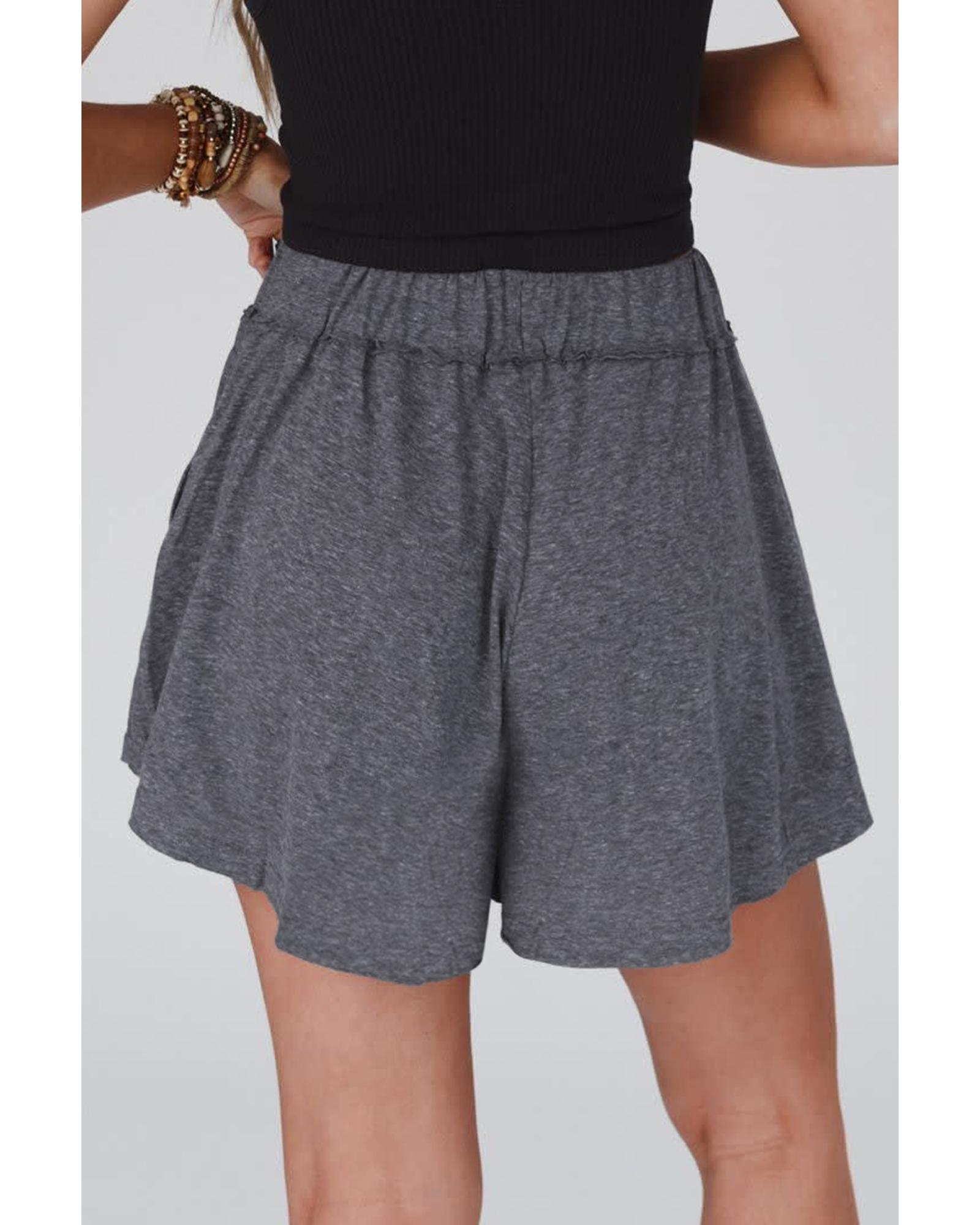 V539-AZEXDC731565-P11-M-202508282110-00 Gray Elastic Waist Culotte Shorts - M - Image 1