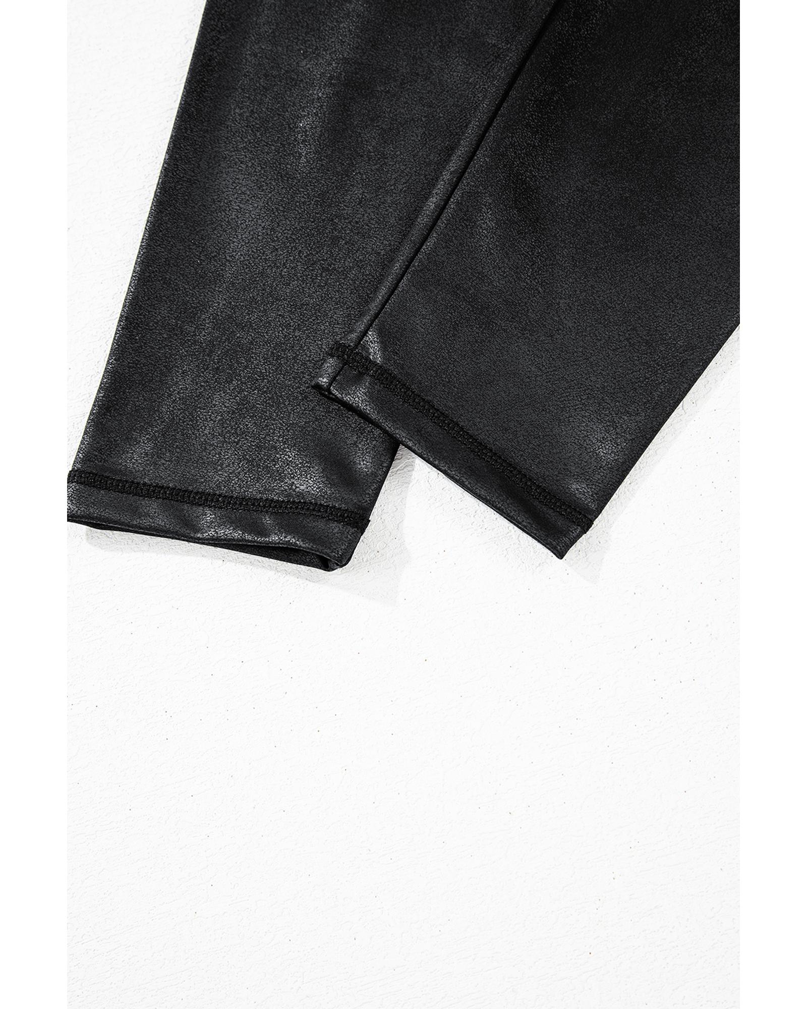 V539-AZEXDC761586-P2-L-202508280520-00 Black V Crossover High Waist Pocketed Leggings - L - Image 1
