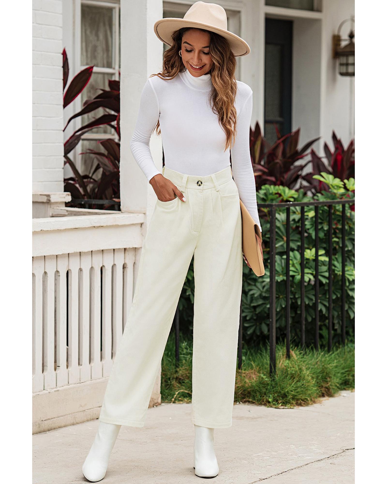 V539-AZEXDC7711218-15-4-202508252050-00 Azura Exchange Corduroy High Waist Straight Leg Pants - 4 US - Image 1