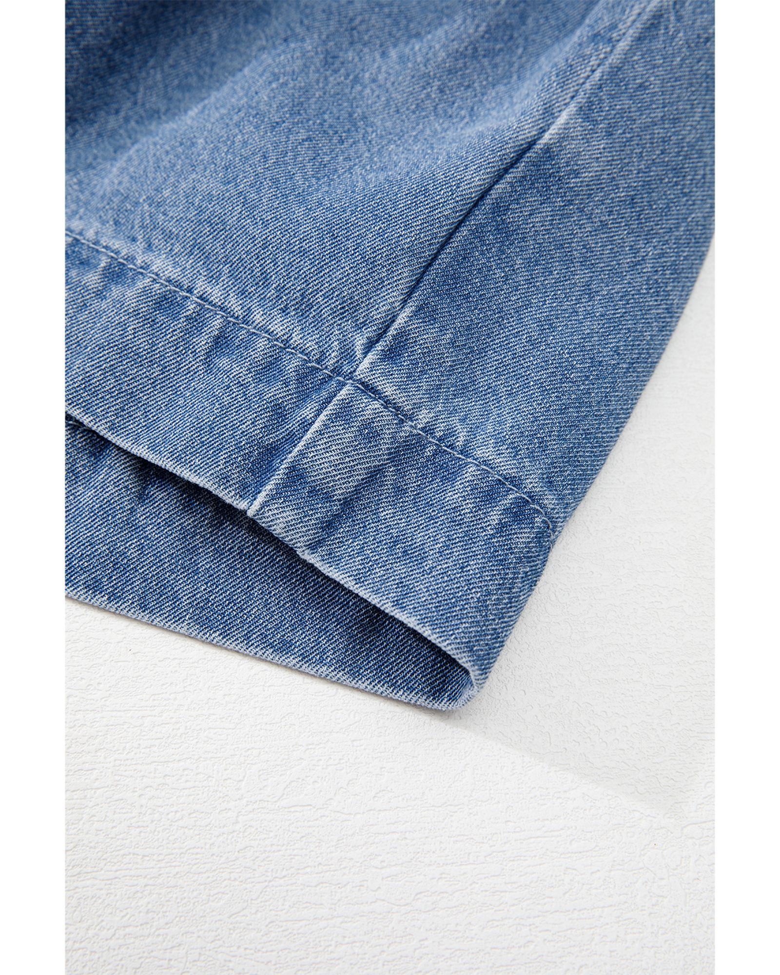 V539-AZEXDC7821278-P704-XL-202508310005-00 Dusk Blue Tied Front Bubble Sleeve Peplum Denim Shirt - XL - Image 1
