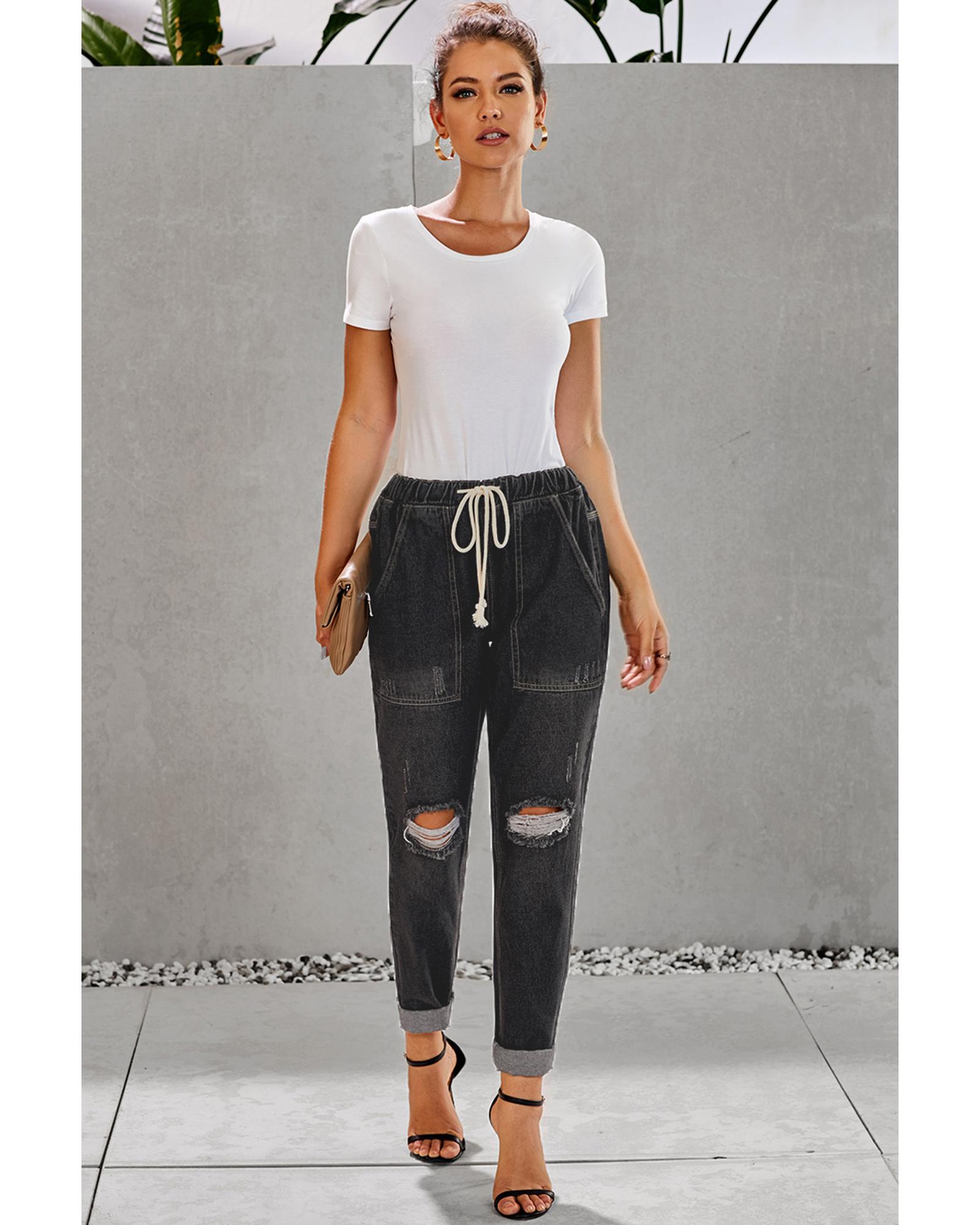 V539-AZEXDC786209-2-2XL-202508262130-00 Azura Exchange Distressed Denim Jogger with Pocket Detail - 2XL - Image 1