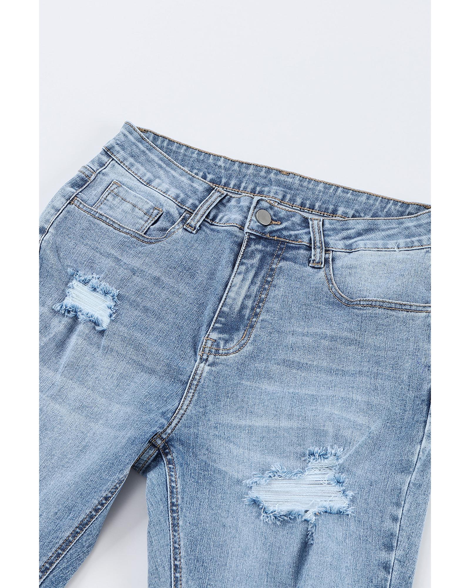 V539-AZEXDC7873323-4-10-202508251705-00 Azura Exchange Light Wash Distressed Flare Jeans - 10 US - Image 1