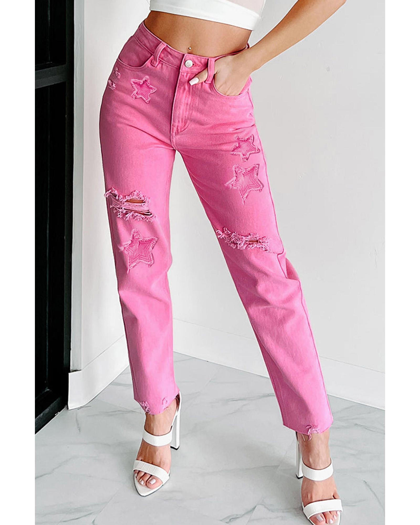 V539-AZEXDC7873347-10-8-202508261525-00 Azura Exchange Patchwork Straight Leg Jeans - 8 US - Image 1