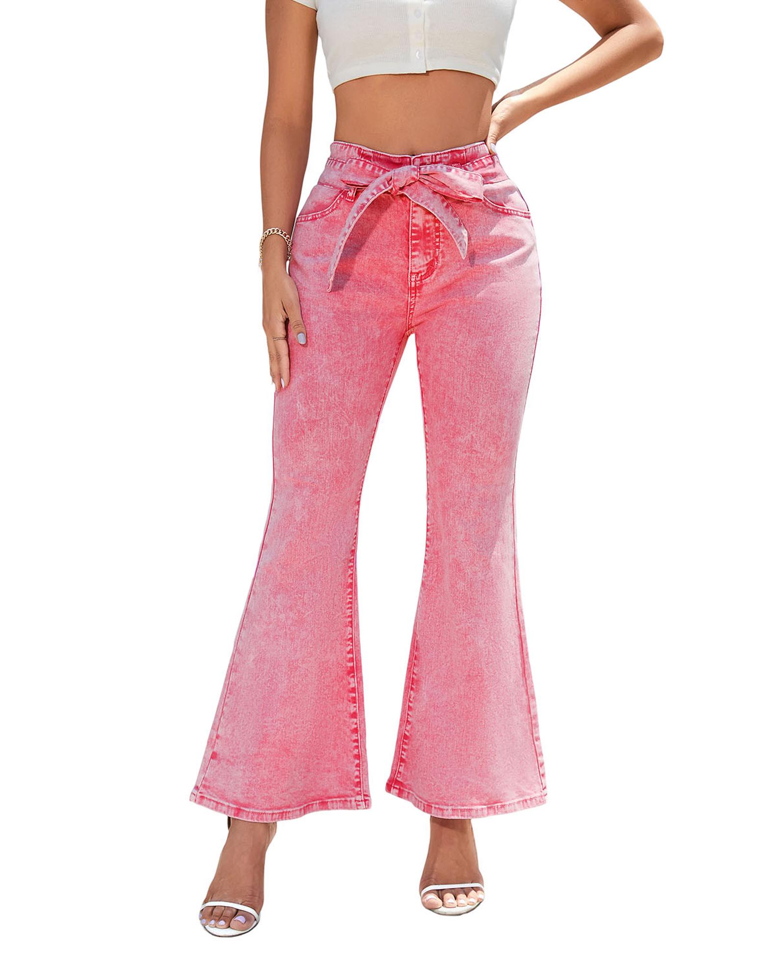 V539-AZEXDC7873355-10-12-202508290800-00 Azura Exchange High Waist Flare Leg Front Knot Jeans - 12 US - Image 1