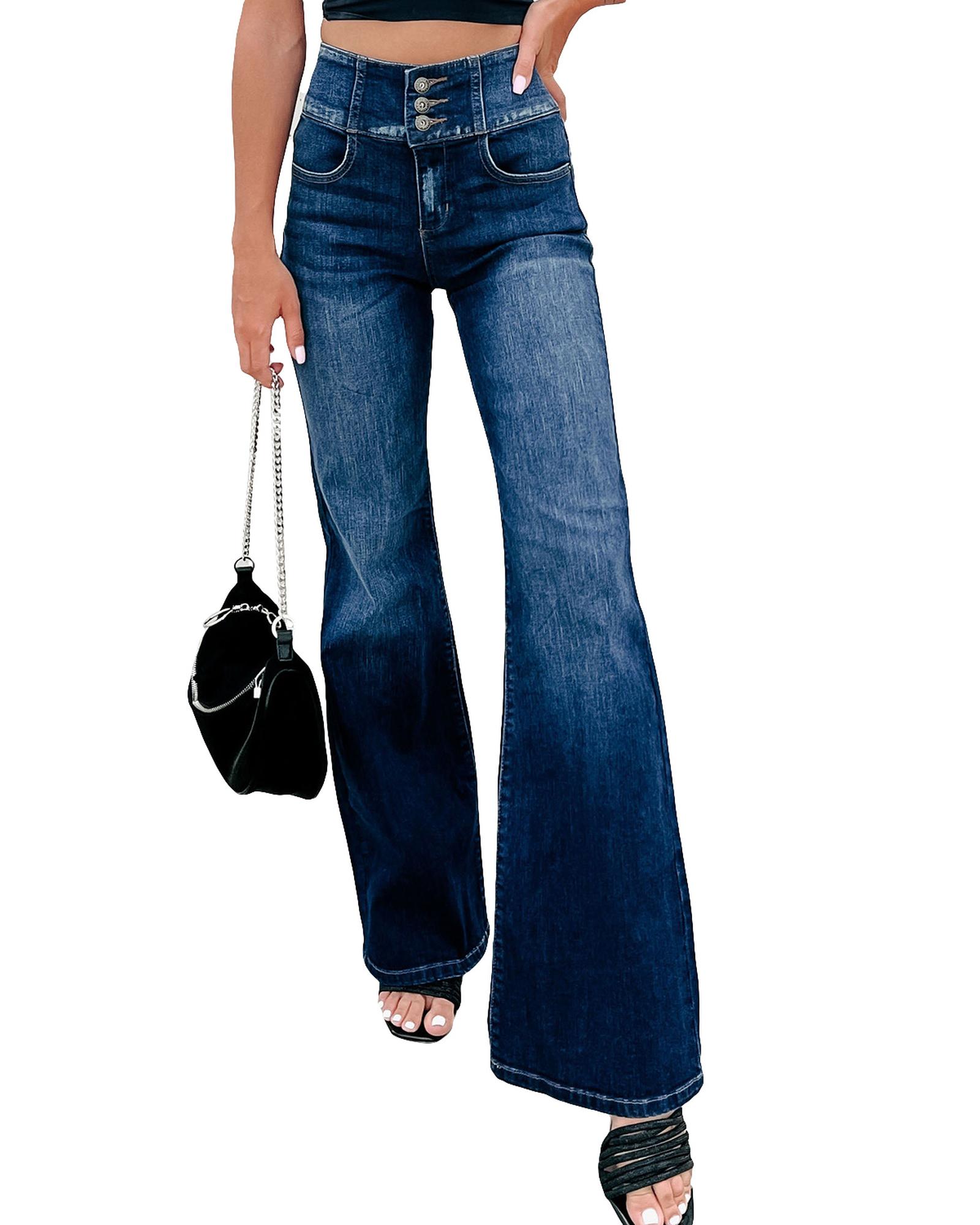 V539-AZEXDC7873952-5-14-202508251650-00 Azura Exchange Elastic Waistband Flare Jeans - 14 US - Image 1