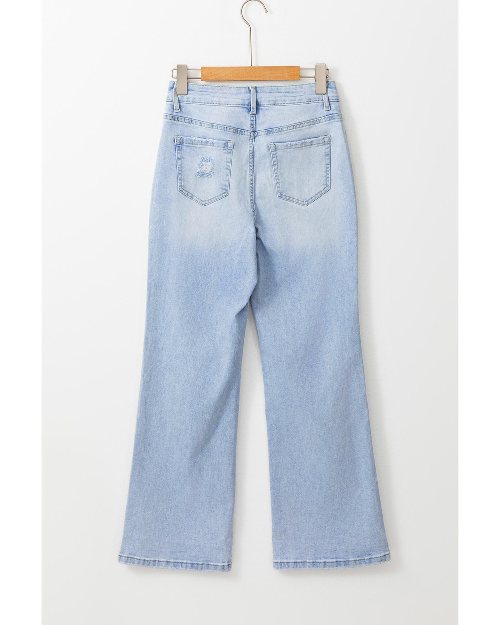 V539-AZEXDC7875035-P804-6-202506151221-00 Beau Blue Vintage Light Wash Distressed Flare Jeans - 6 US - Image 1