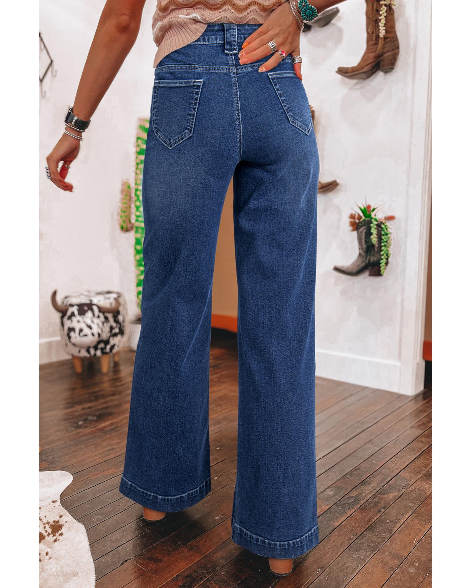 V539-AZEXDC7875118-P905-12-202508300805-00 Sail Blue Wide Leg Pocketed High Waist Jeans - 12 US - Image 1
