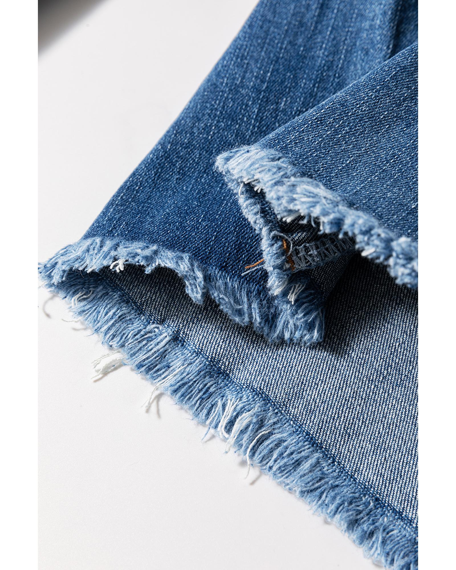 V539-AZEXDC7875225-P905-8-202508281620-00 Sail Blue High Waist Button Fly Seamed Raw Hem Flare Jeans - 8 US - Image 1