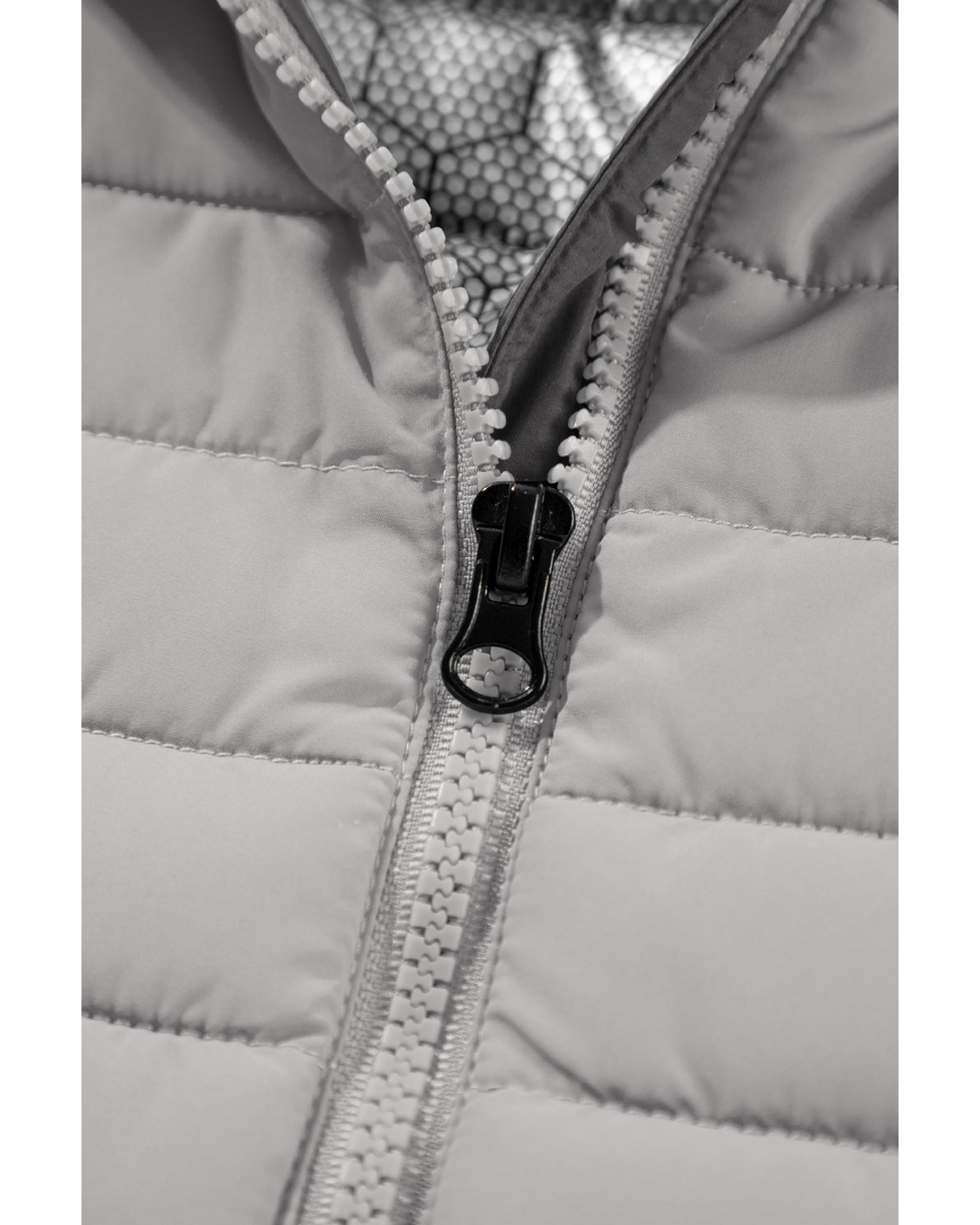 V539-AZEXDC853364-P13-L-202506151342-00 Silvery Plush Collared Quilted Zipped Puffer Vest - L - Image 1