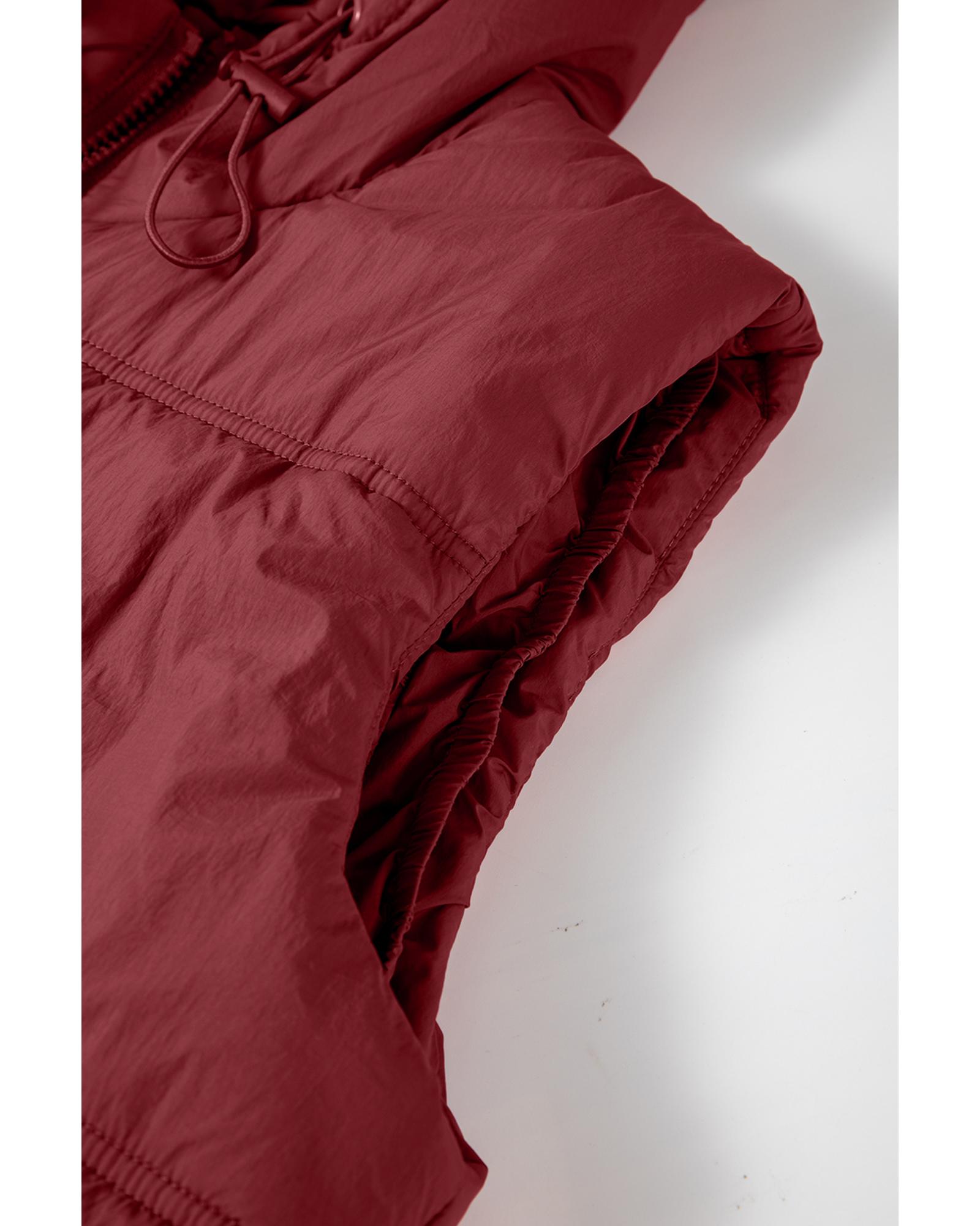 V539-AZEXDC853372-P8017-M-202508300855-00 Clay Zip-up Side Pockets Hooded Puffer Vest - M - Image 1