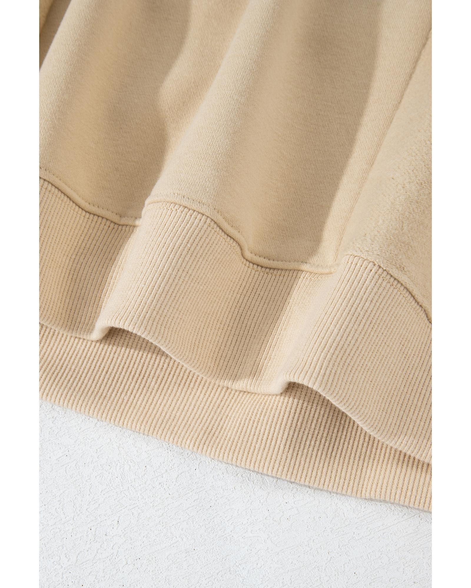 V539-AZEXPL25317324-P18-2X-202508310630-00 Apricot Loose Patchwork Crewneck Plus Size Sweatshirt - 2X - Image 1