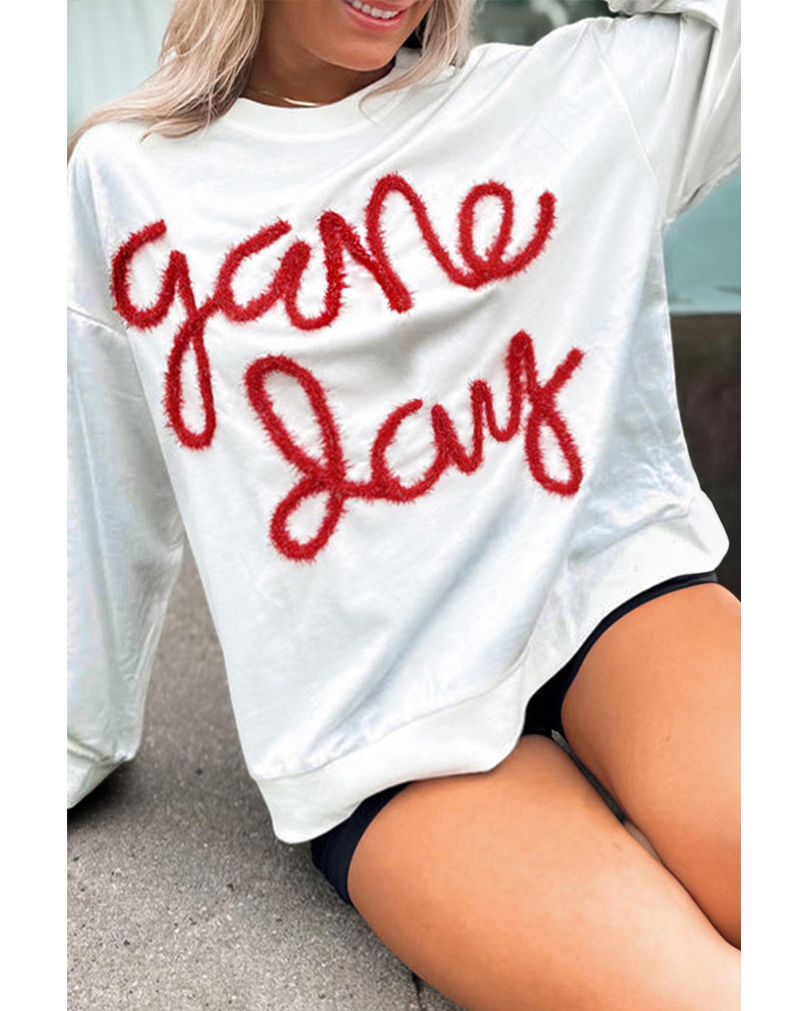 V539-AZEXPL25317536-P1-2X-202508311600-00 White Plus Size Game Day Tinsel Rugby Football Season Sweatshirt - 2X - Image 1