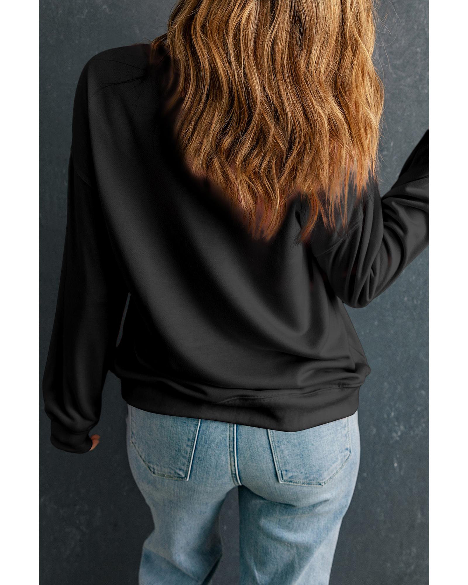 V539-AZEXPL253827-P2-1X-202506151846-00 Black Halloween Polka Dot Pumpkin Ghost Print Plus Sweatshirt - 1X - Image 1