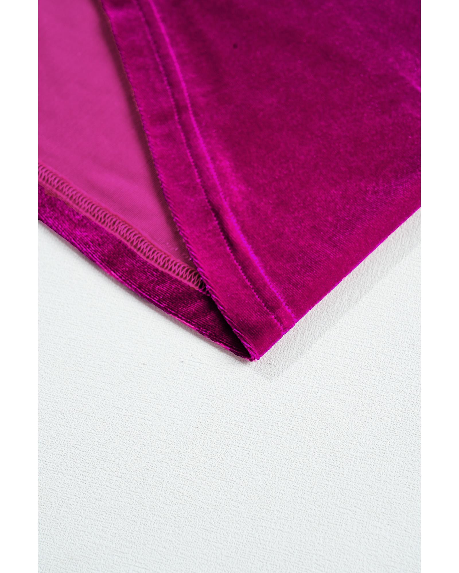 V539-AZEXPL255321-P106-4X-202508302145-00 Bright Pink Plus Size Velvet Chest Pocket Drop Shoulder Shirt - 4X - Image 1