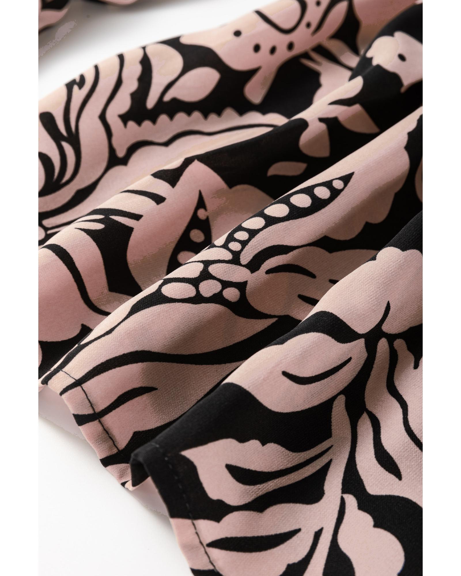 V539-AZEXPL611933-P220-3X-202508301315-00 Black Plus Size Floral Printed Puff Sleeve Collared Maxi Dress - 3X - Image 1