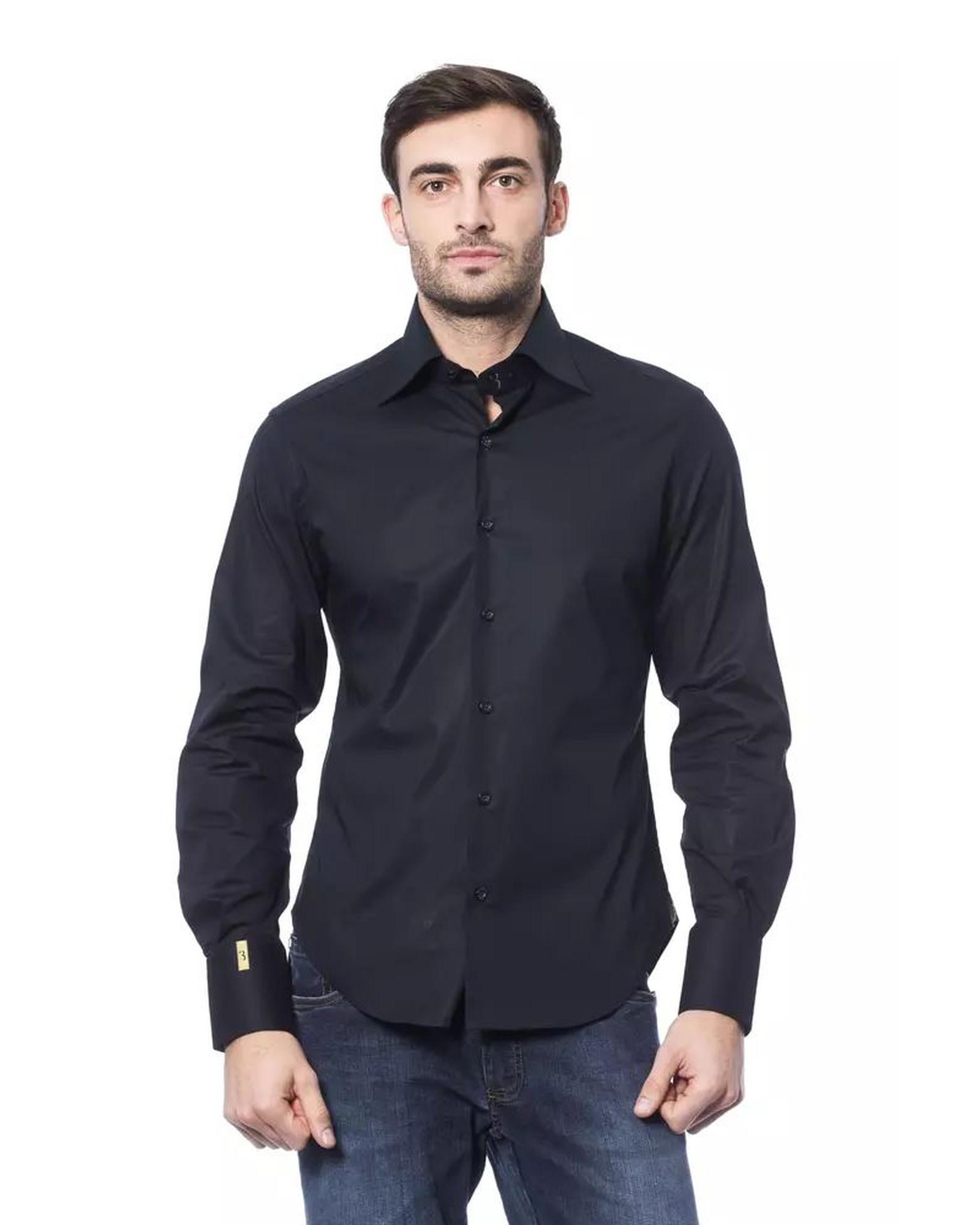 V539-BI-17321-L-171013-00 Billionaire Italian Couture Men's Blue Cotton Shirt - L - Image 1