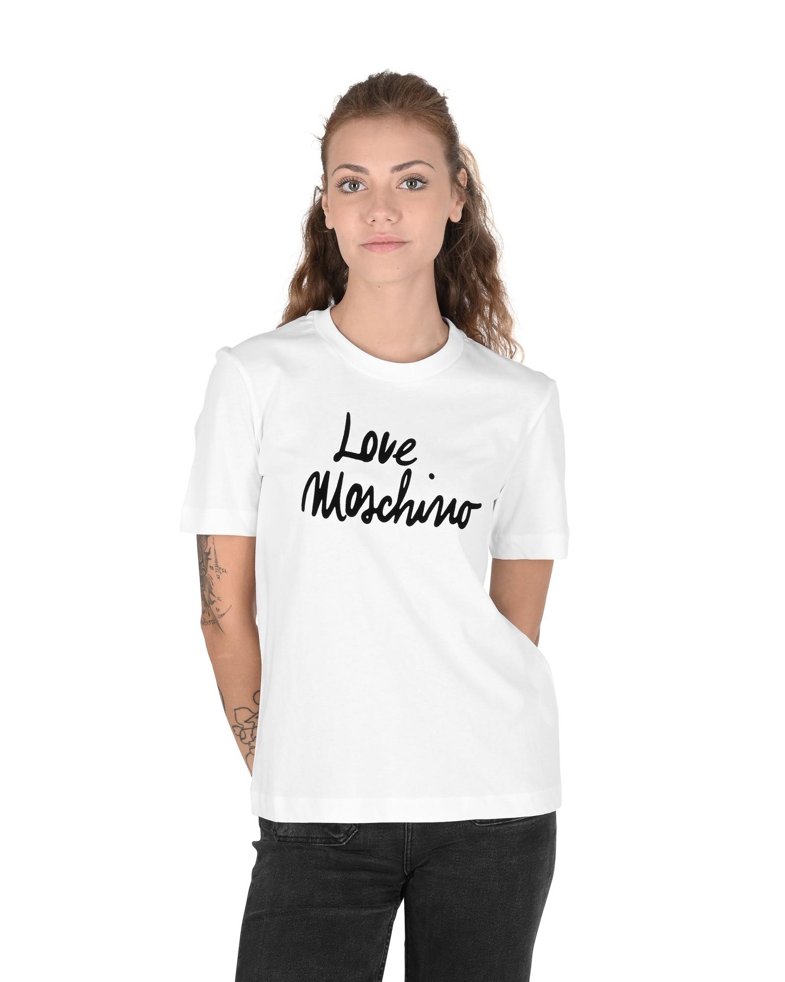V539-BTB106963-202506160211-00 Love Moschino Women's Logo T-Shirt - White - 40 IT - Image 1