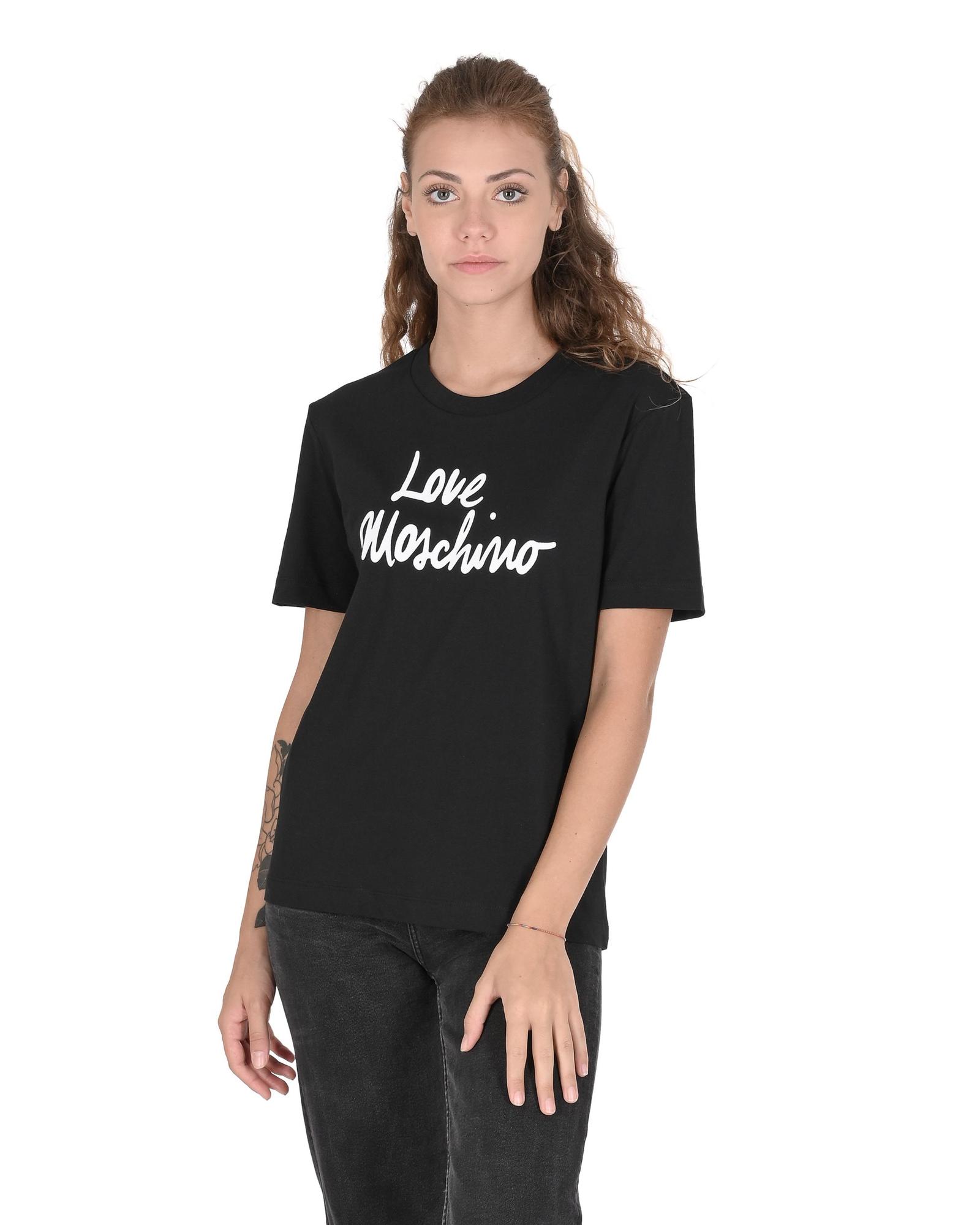 V539-BTB106967-202506160212-00 Love Moschino Women's Black Logo T-Shirt - 38 IT - Image 1