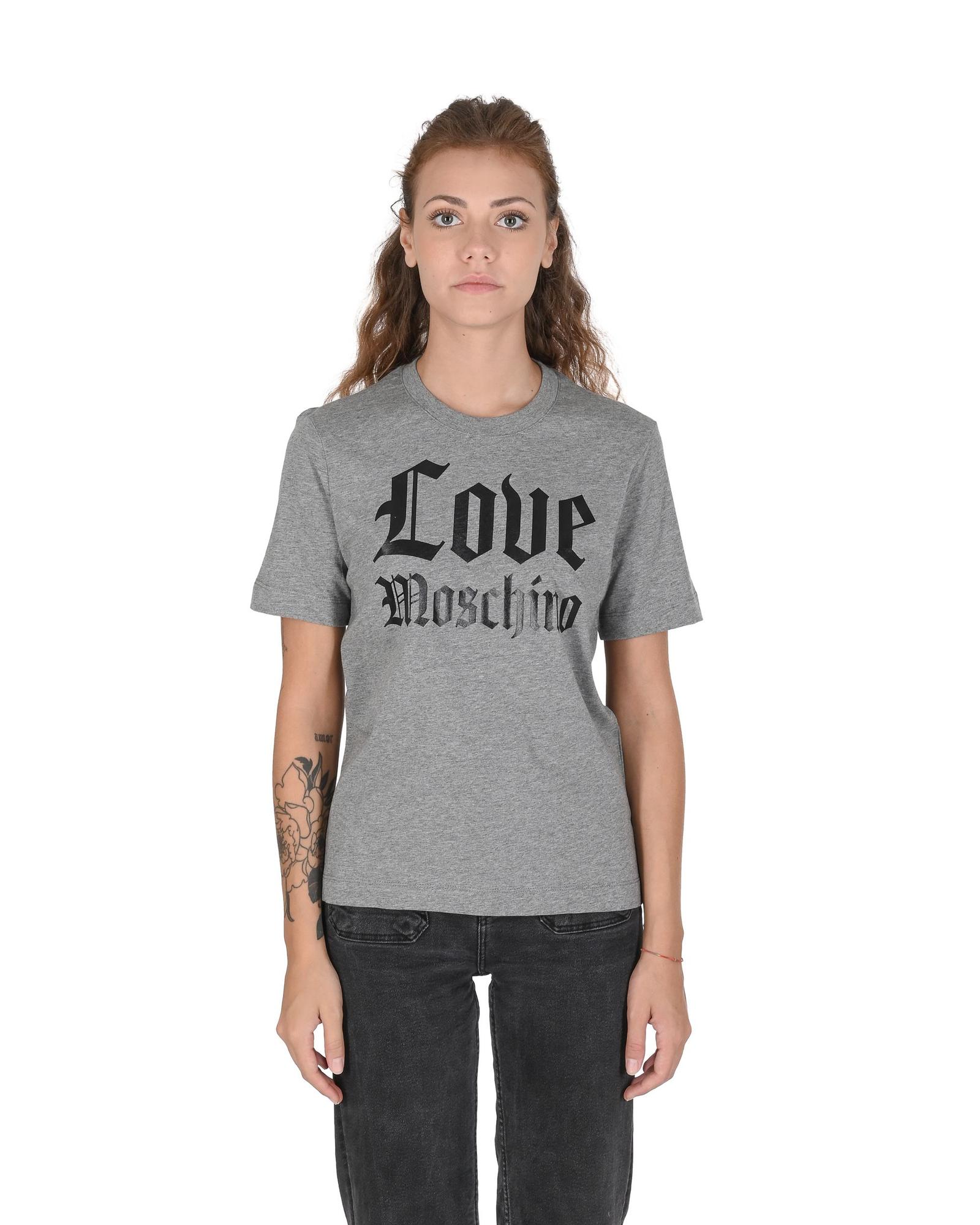 V539-BTB106993-202506160220-00 Love Moschino Women's Grey T-Shirt with Gothic Logo - 42 IT - Image 1