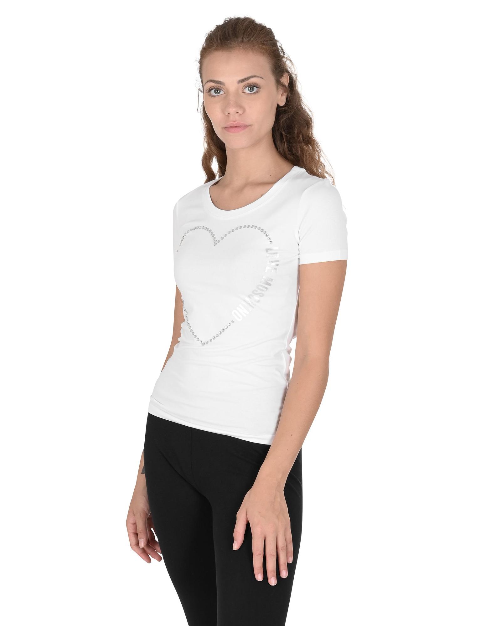 V539-BTB107006-202506160221-00 Love Moschino Women's Heart Logo T-Shirt - White - 42 IT - Image 1
