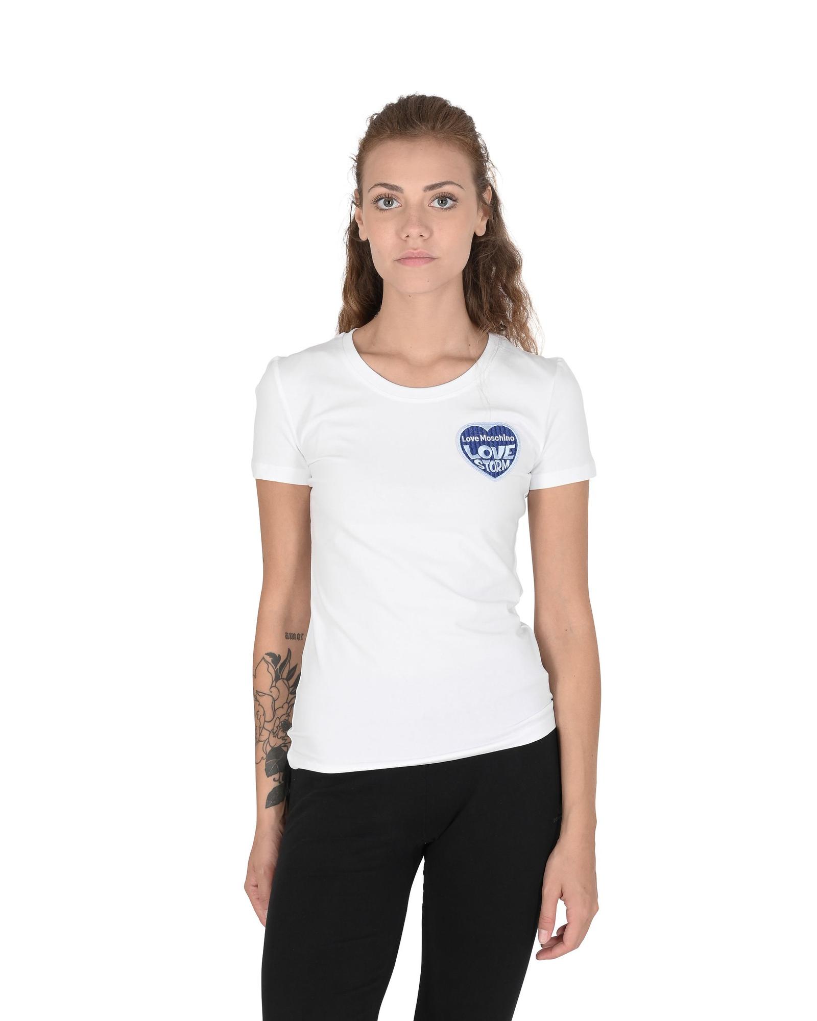 V539-BTB107026-202506160230-00 Love Moschino Women's Love Storm T-Shirt White - 42 IT - Image 1
