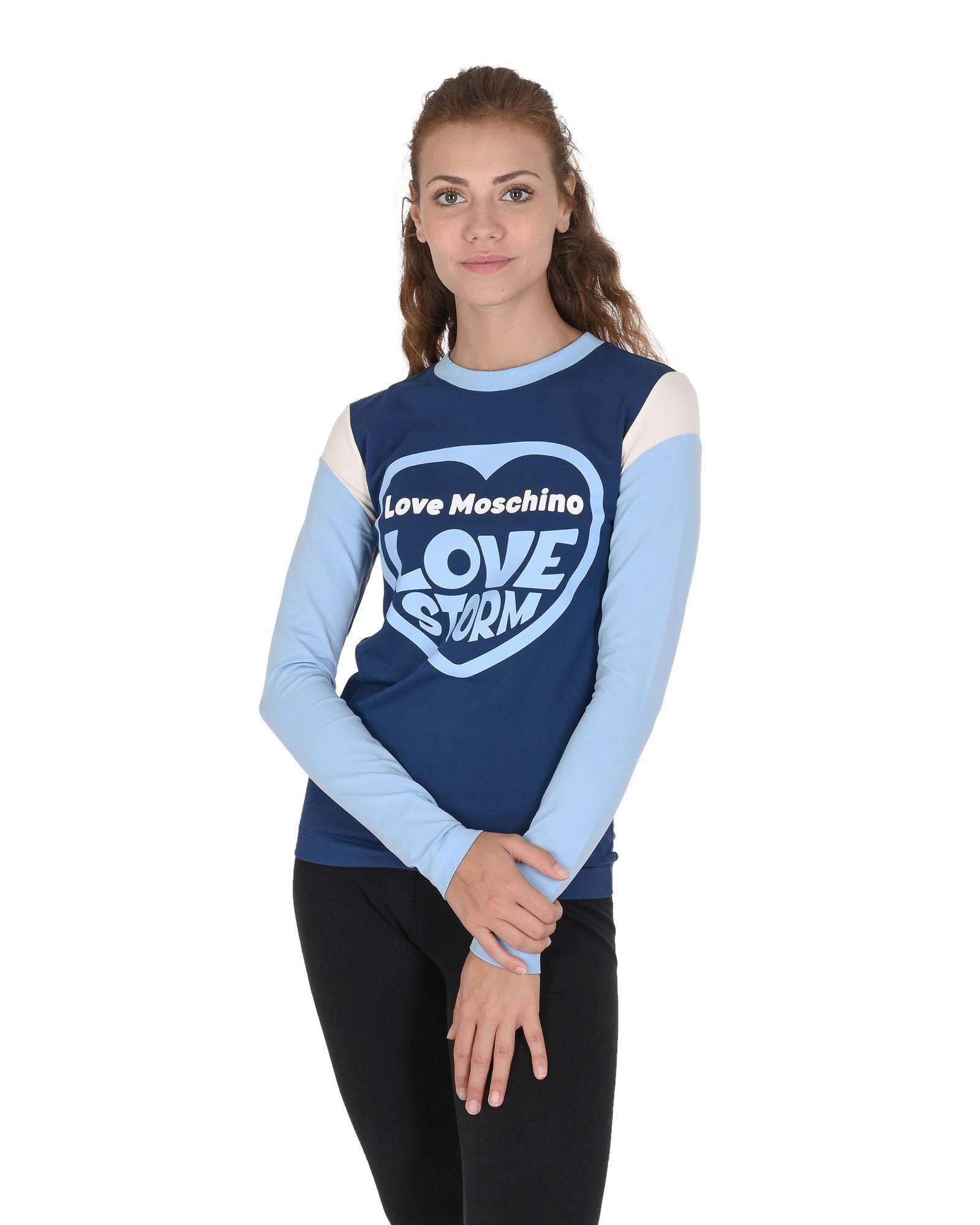 V539-BTB107047-202506160240-00 Love Moschino Women's Love Storm Long Sleeve T-Shirt - 42 IT - Image 1