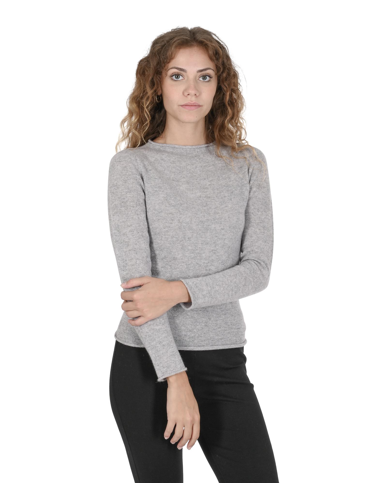 V539-BTB107738-169051-00 Crown of Edinburgh Cashmere Women's Premium Italian Cashmere Boatneck Sweater in Grigio Cenere - XS - Image 1
