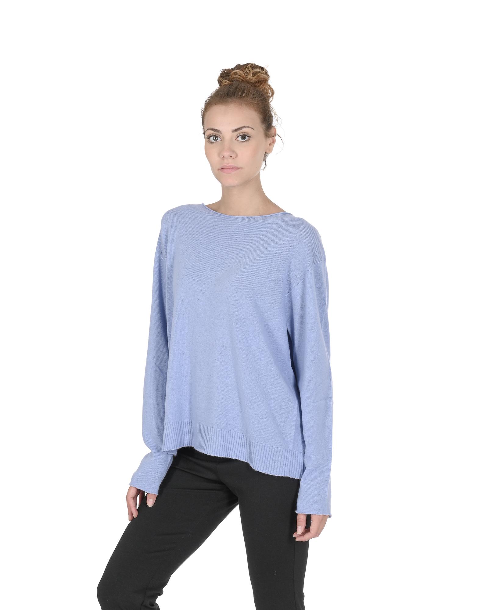 V539-BTB107850-176327-00 Crown of Edinburgh Cashmere Women's Cashmere Boatneck Sweater in Sky blue - L - Image 1