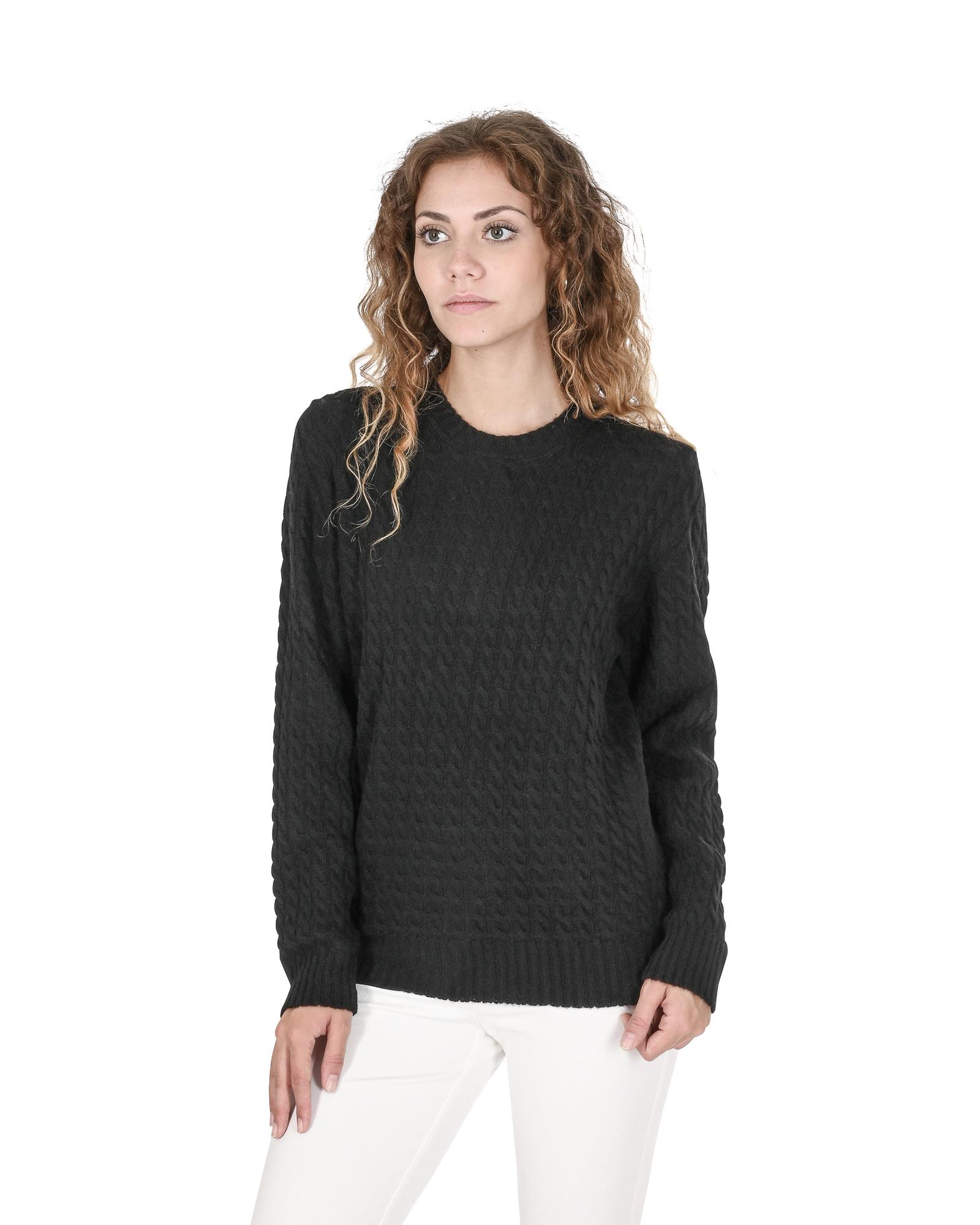 V539-BTB107860-175759-00 Crown of Edinburgh Cashmere Women's Luxury Italian Cashmere and Merino Wool Sweater in Black - 46 EU - Image 1