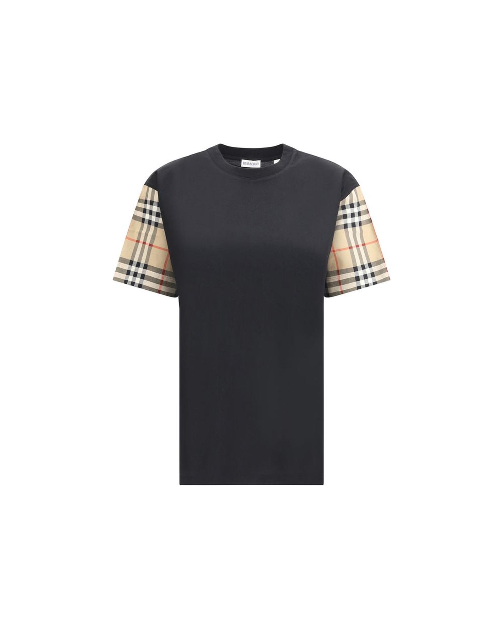 V539-BU-8073028A1189-S-202506160452-00 Burberry Women's Check Archive Sleeve T-shirt - S - Image 1