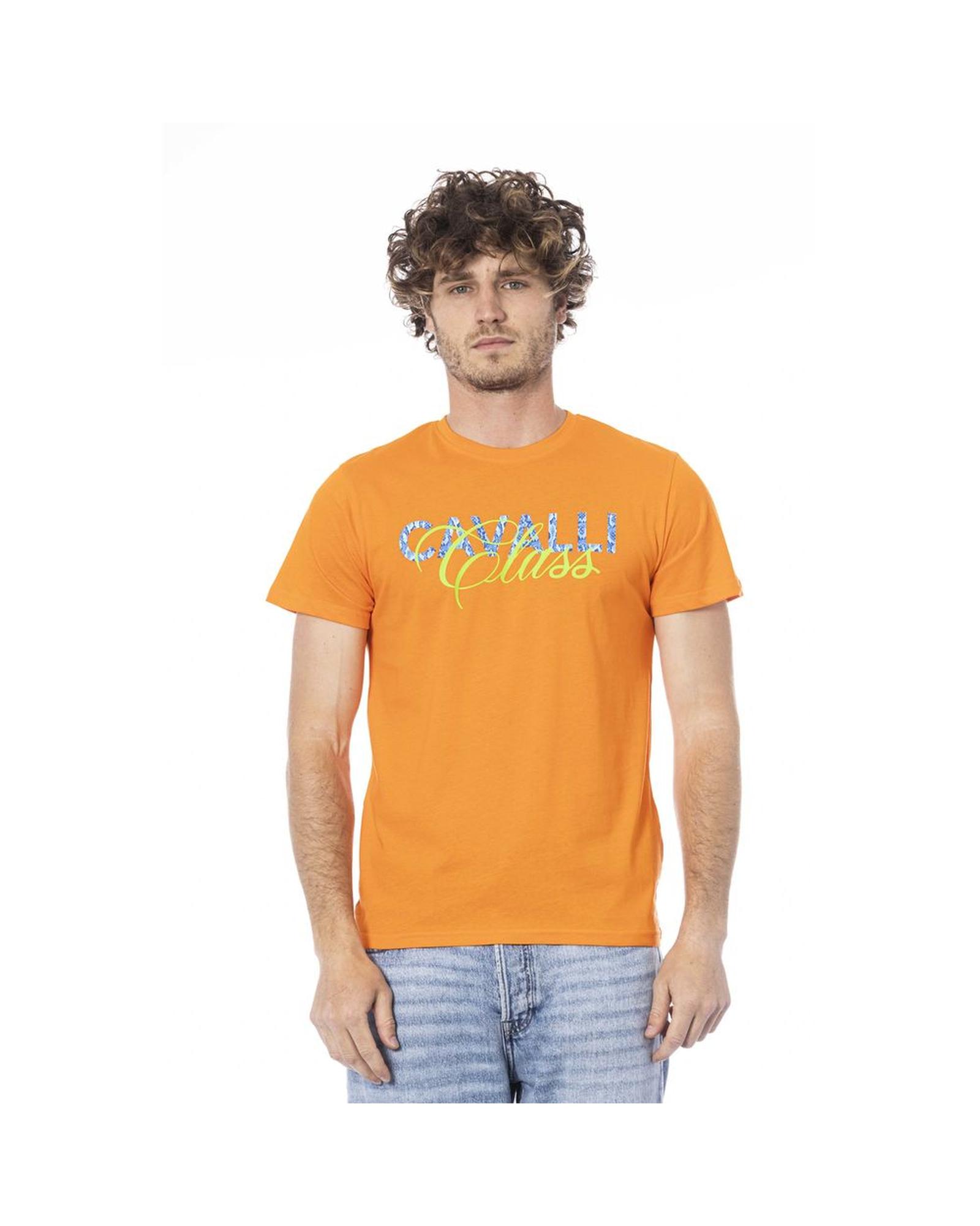 V539-CA-24336-L-202506160421-00 Cavalli Class Men's Orange Cotton T-Shirt - L - Image 1