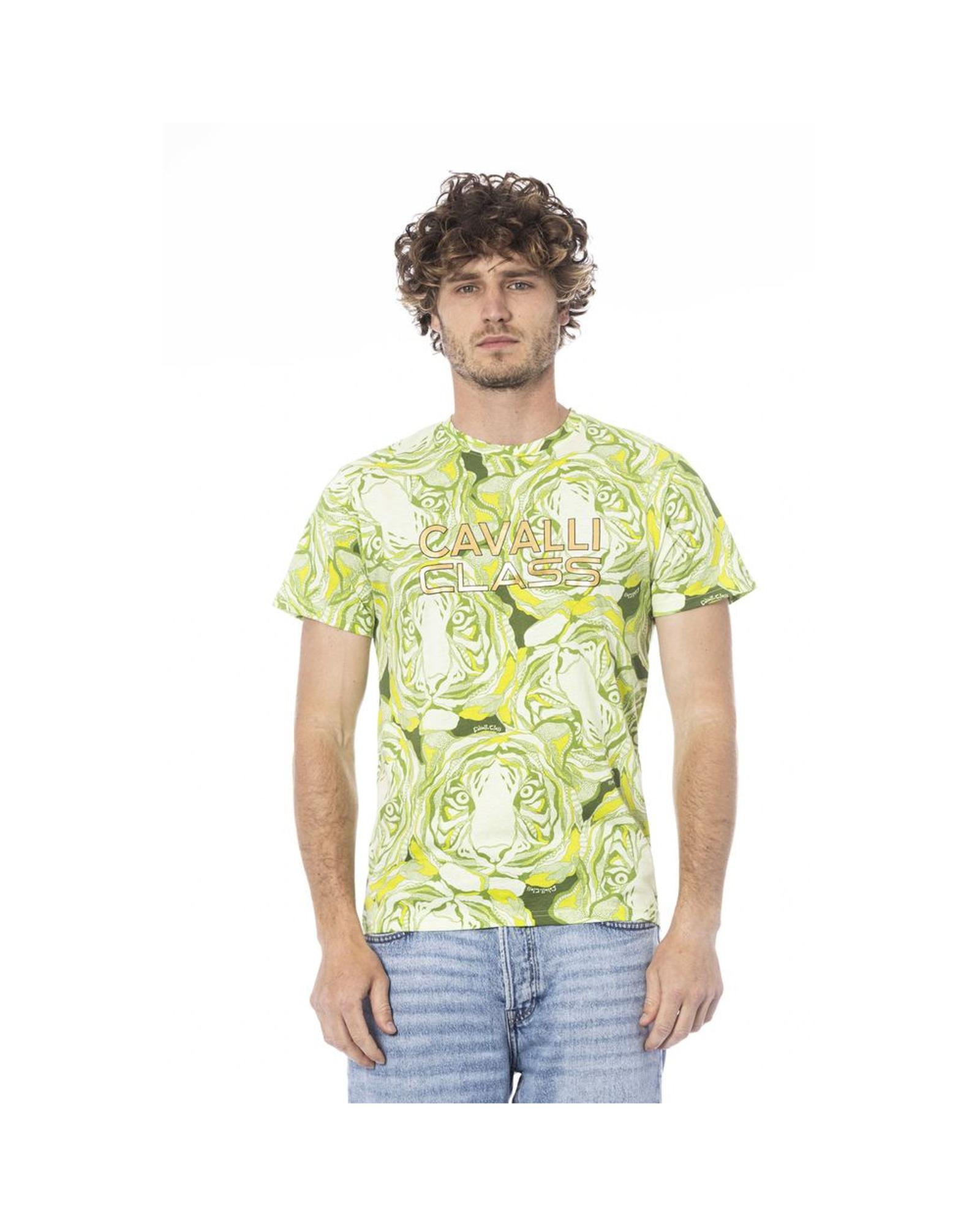 V539-CA-24344-L-202506160721-00 Cavalli Class Men's Green Cotton T-Shirt - L - Image 1
