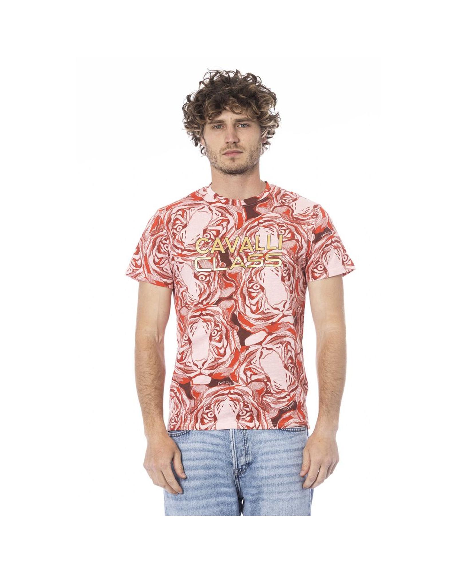 V539-CA-24345-M-202506160722-00 Cavalli Class Men's Red Cotton T-Shirt - M - Image 1
