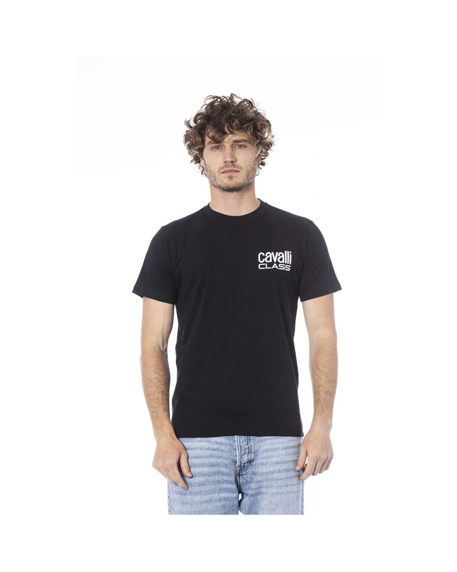 V539-CA-24368-L-202506160722-00 Cavalli Class Men's Black Cotton T-Shirt - L - Image 1