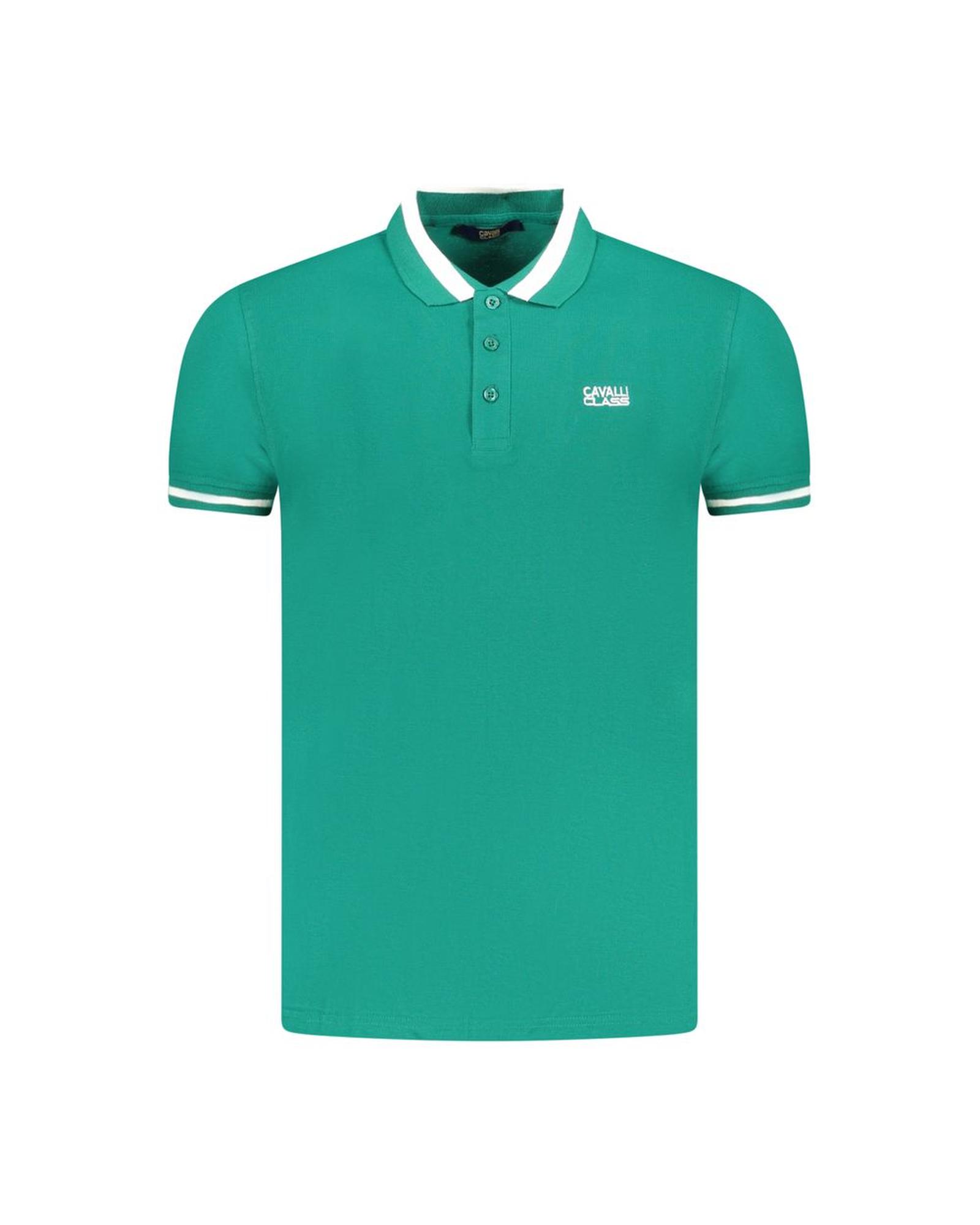 V539-CA-36634-M-202506161521-00 Cavalli Class Men's Green Cotton Polo Shirt - M - Image 1
