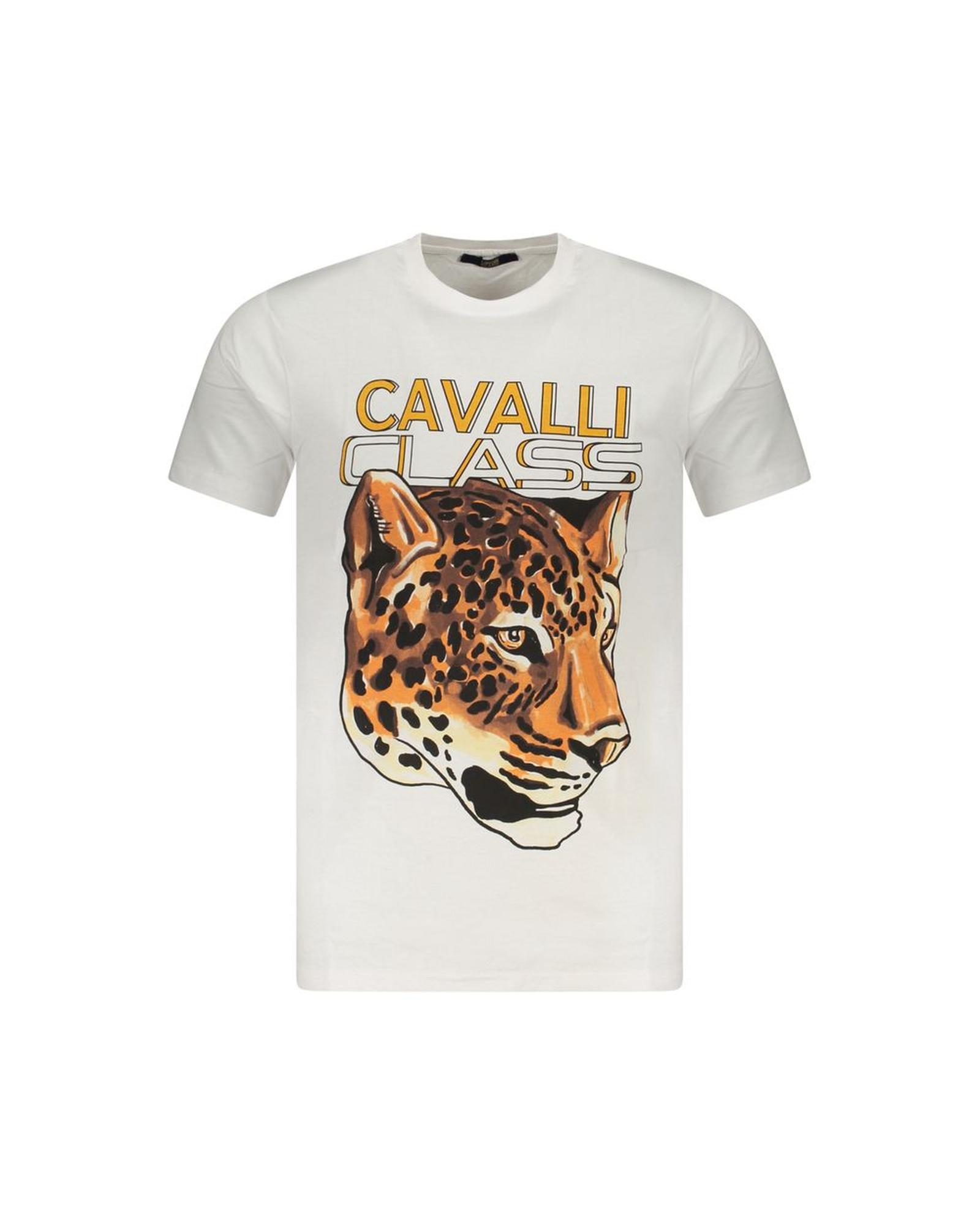 V539-CA-36635-XL-202506161525-00 Cavalli Class Men's White Cotton T-Shirt - XL - Image 1