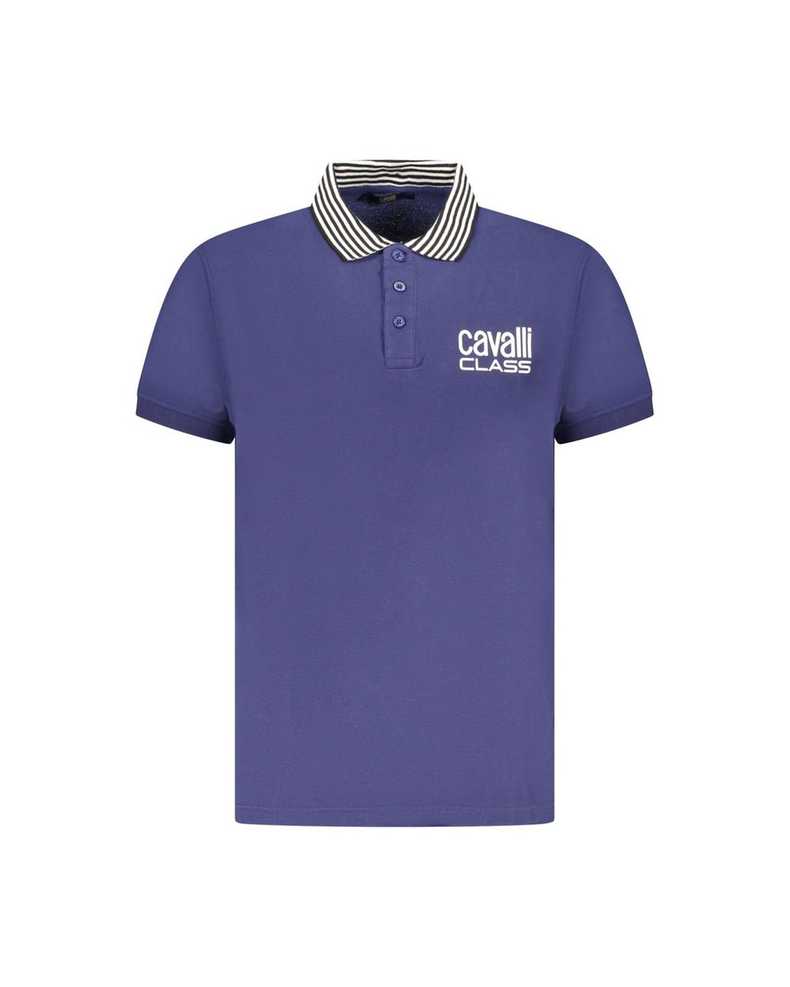 V539-CA-36644-M-202506161547-00 Cavalli Class Men's Blue Cotton Polo Shirt - M - Image 1