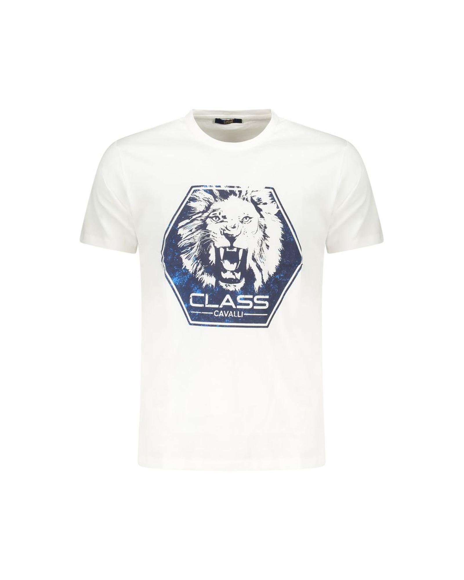 V539-CA-36649-XXL-202506161312-00 Cavalli Class Men's White Cotton T-Shirt - 2XL - Image 1