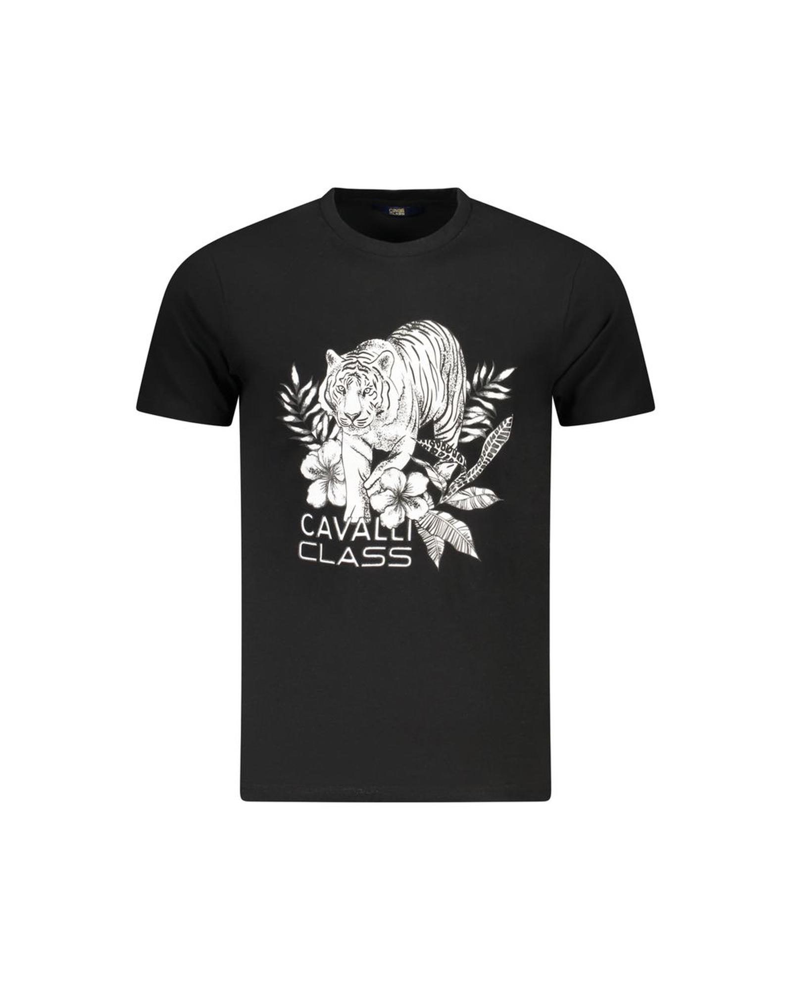 V539-CA-36655-L-202506161321-00 Cavalli Class Men's Black Cotton T-Shirt - L - Image 1