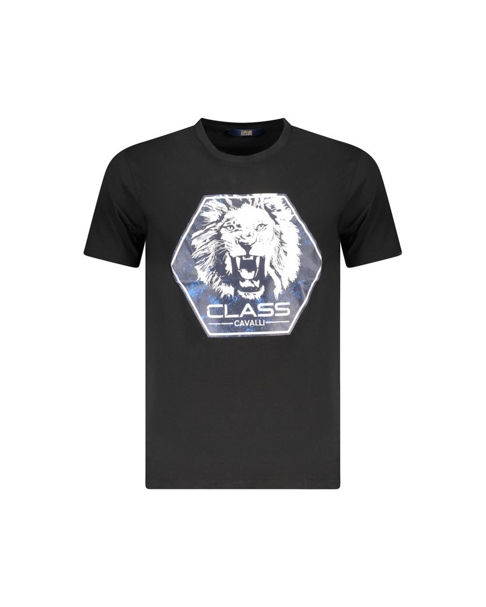 V539-CA-36657-XXL-202506161326-00 Cavalli Class Men's Black Cotton T-Shirt - 2XL - Image 1
