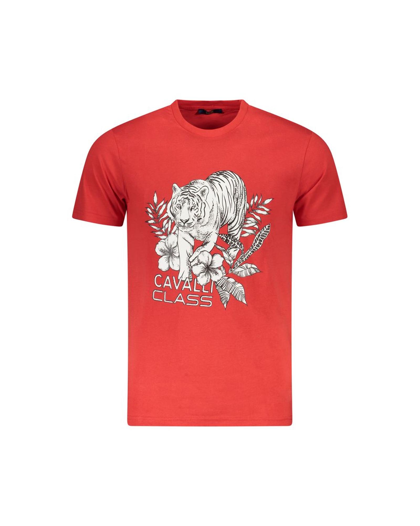 V539-CA-36658-XL-202506161327-00 Cavalli Class Men's Red Cotton T-Shirt - XL - Image 1