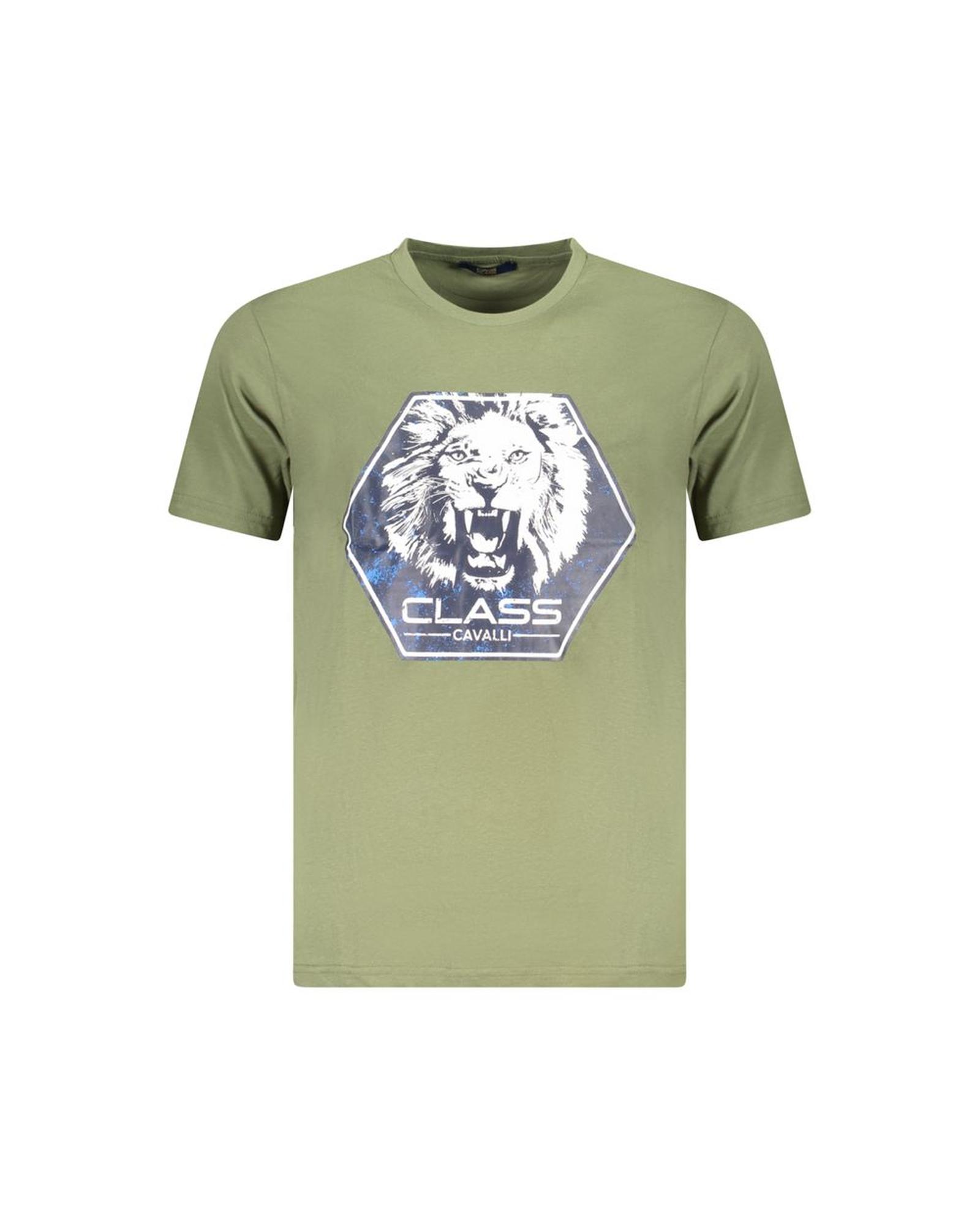 V539-CA-36662-L-202506161335-00 Cavalli Class Men's Green Cotton T-Shirt - L - Image 1
