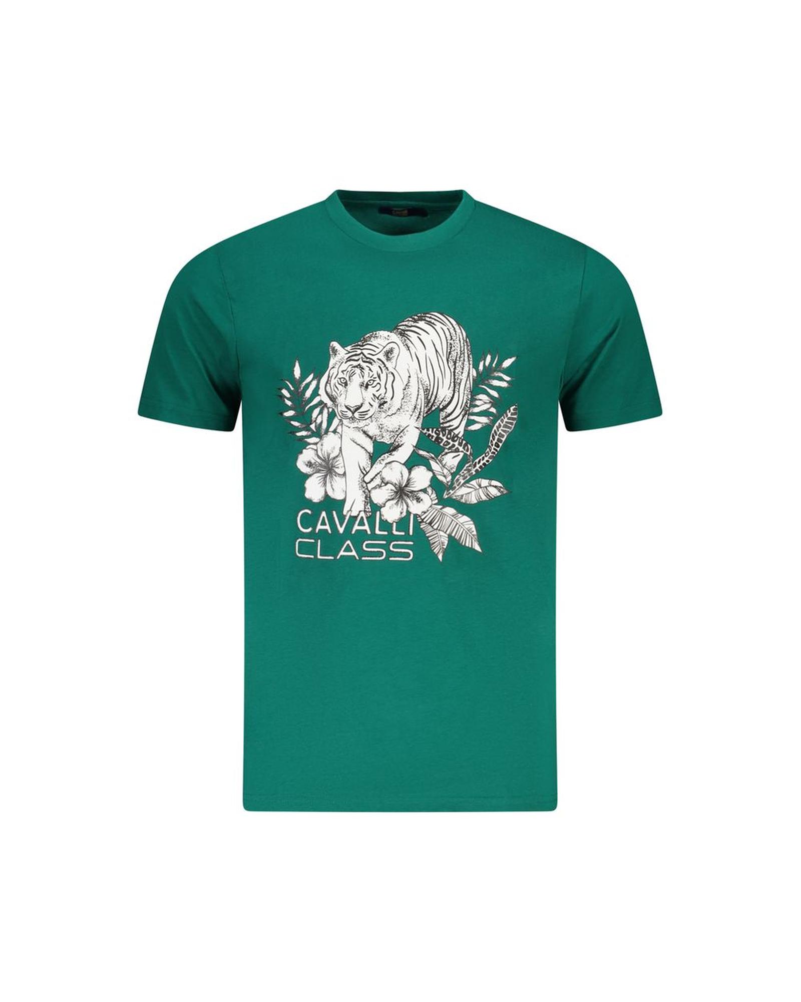 V539-CA-36667-L-202506161342-00 Cavalli Class Men's Green Cotton T-Shirt - L - Image 1